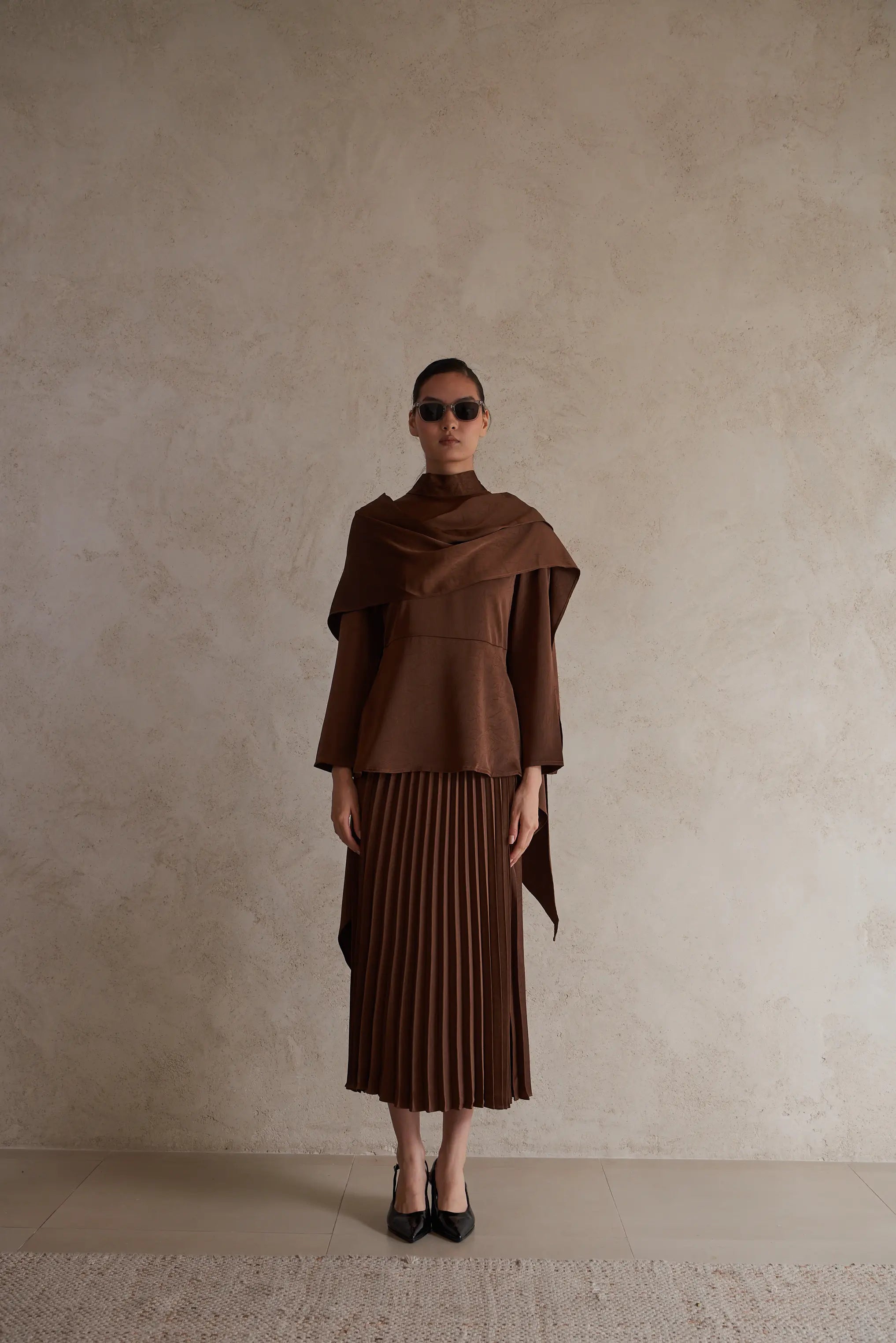 Elegant Drape satin Detail Blouse