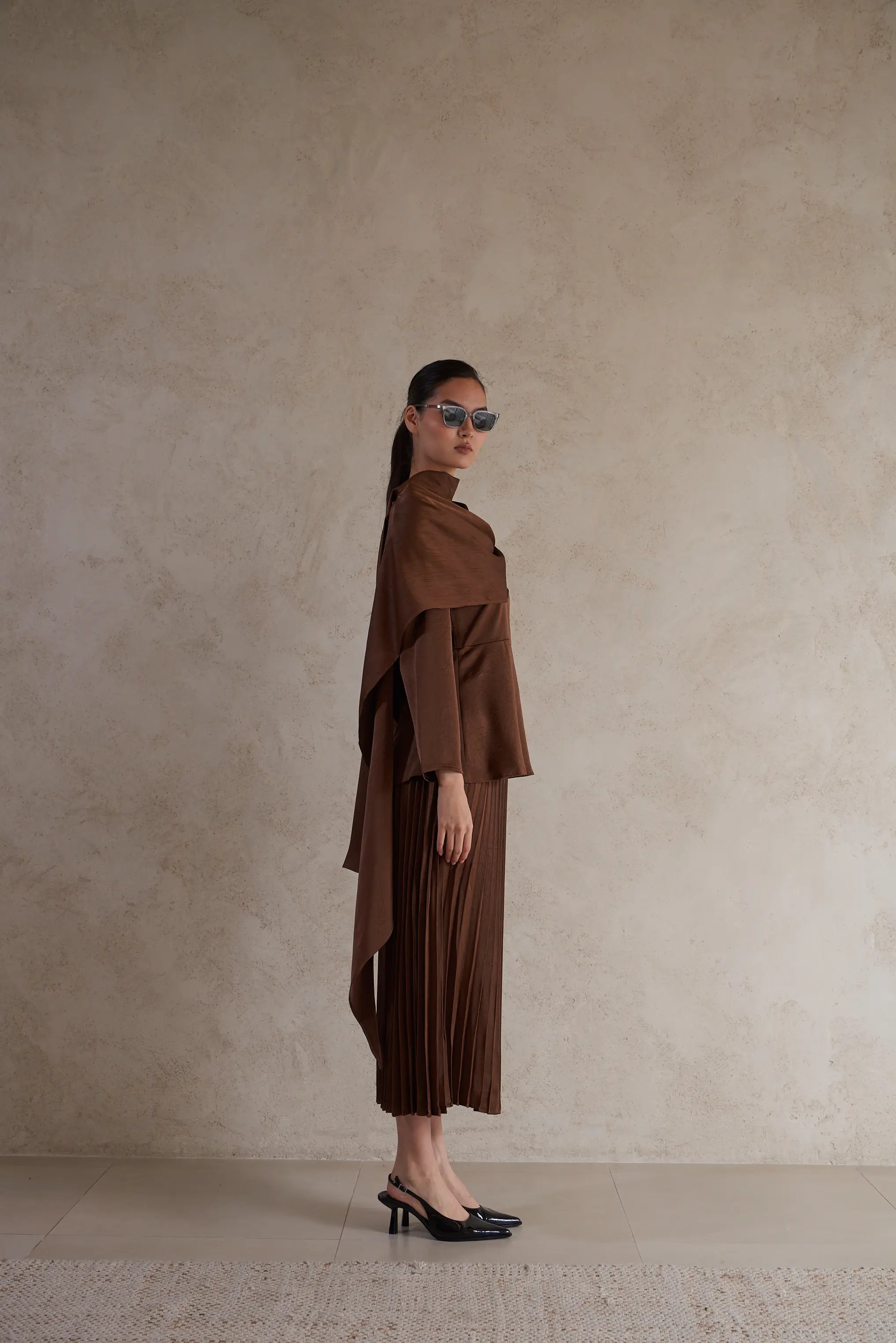 Elegant Drape satin Detail Blouse