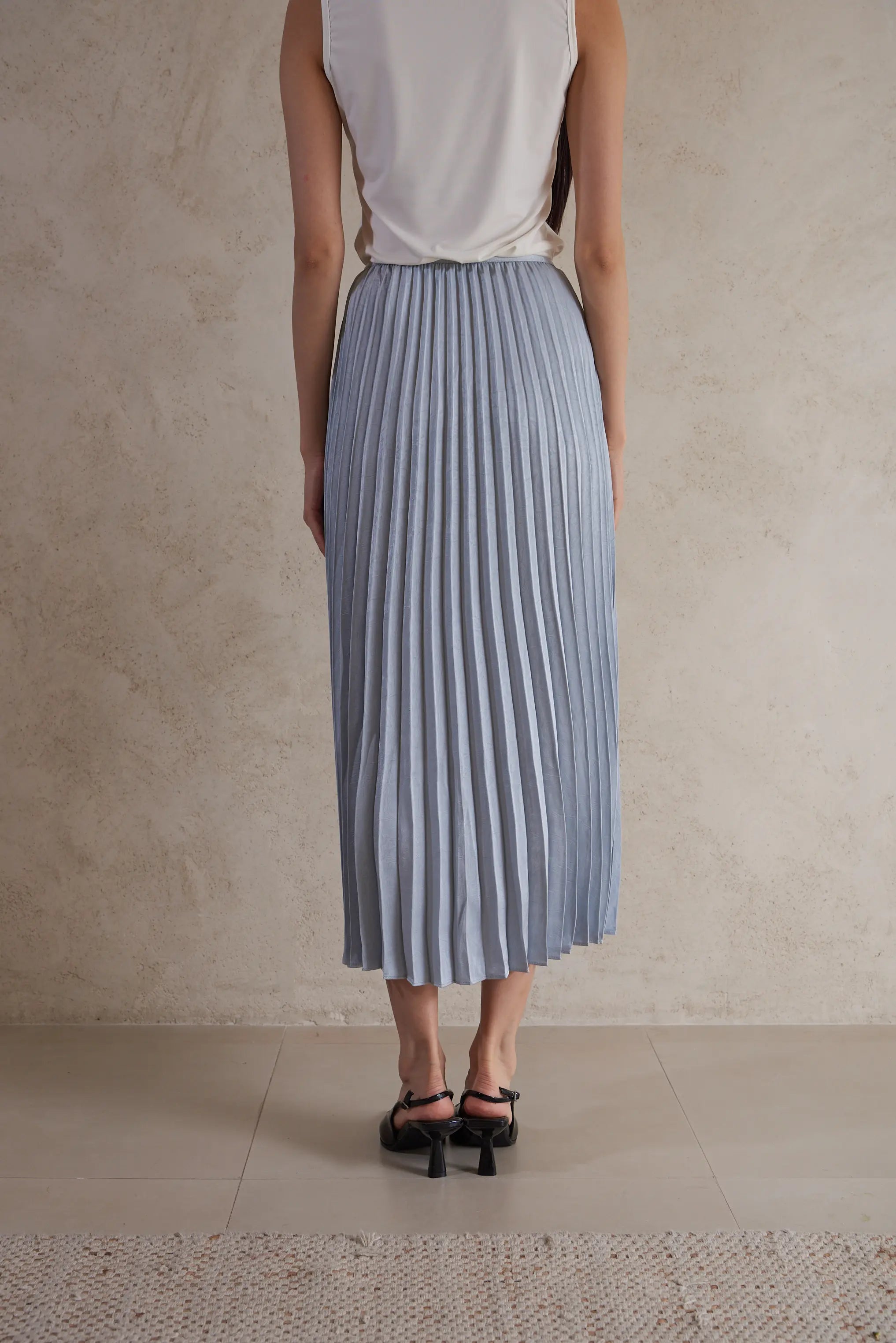 satin plisse maxi skirt