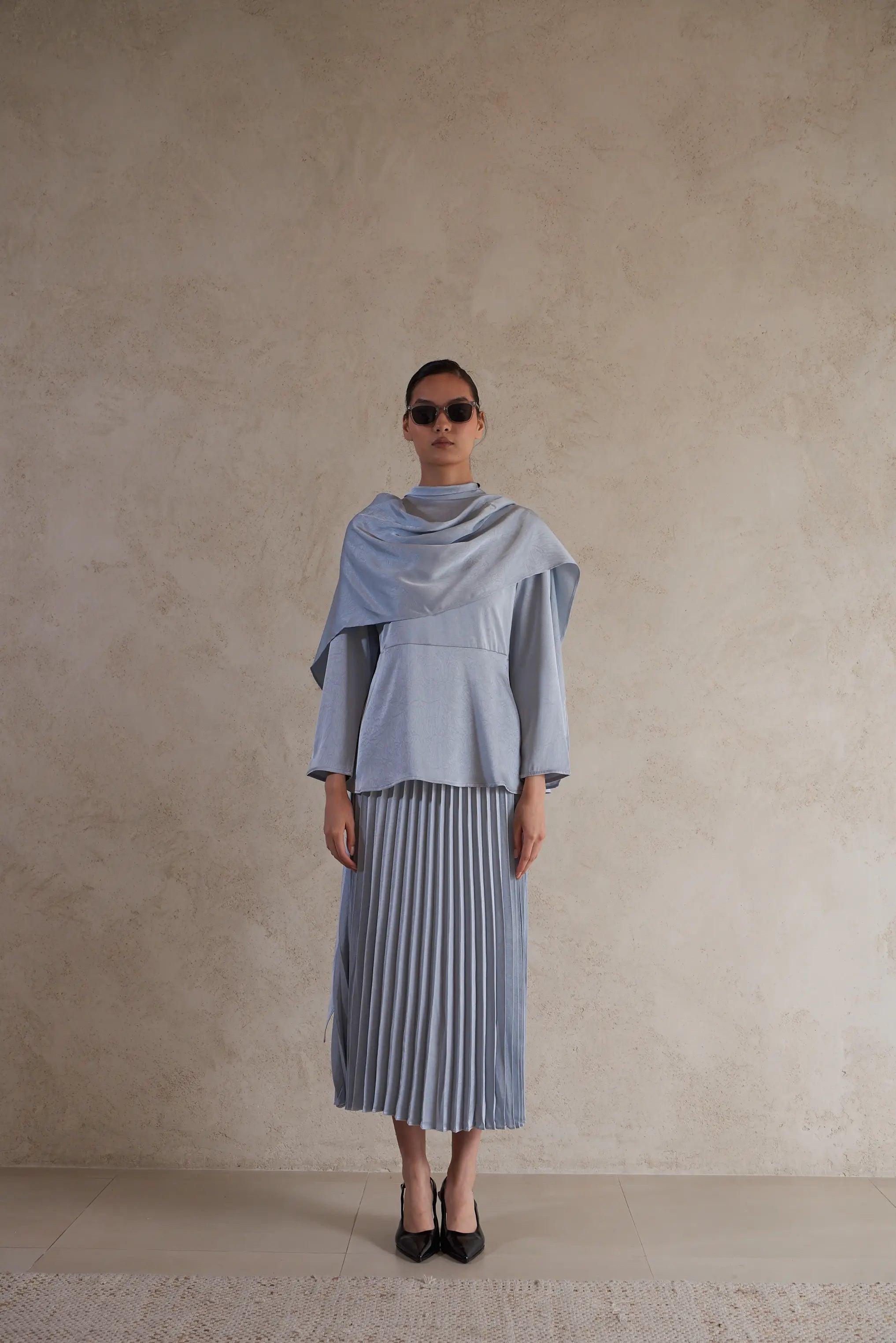 Elegant Drape satin Detail Blouse