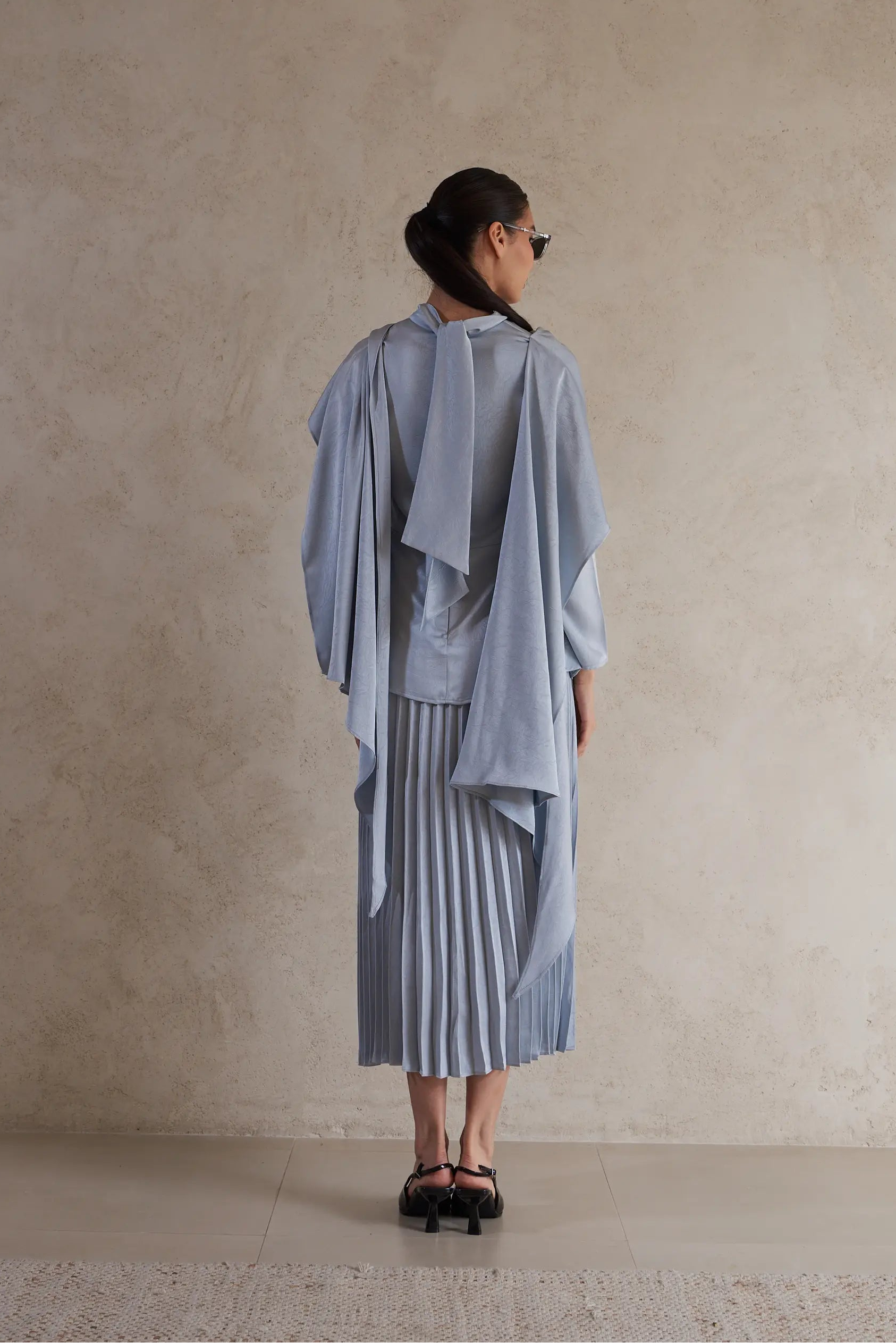 Elegant Drape Satin Detail Blouse