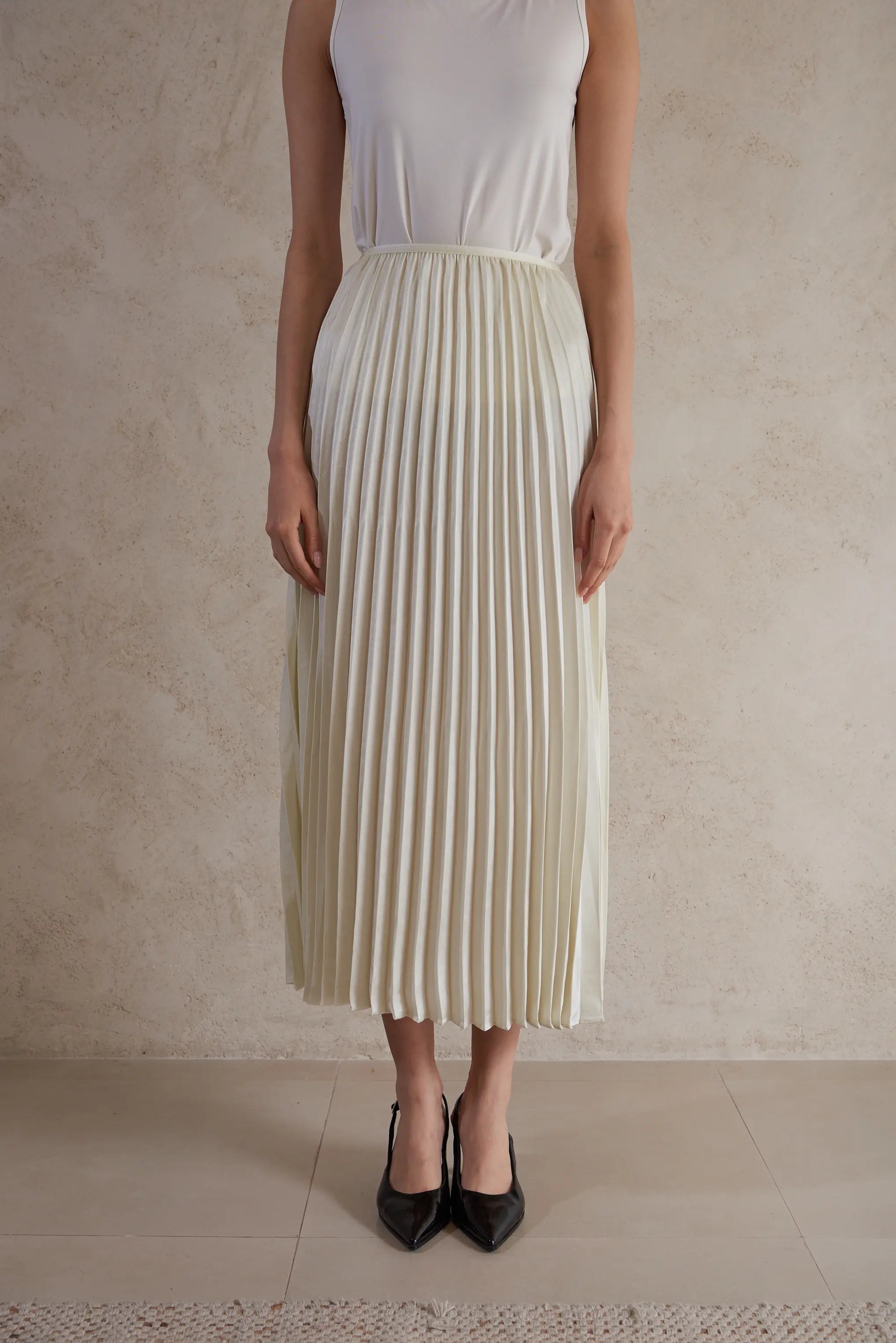 satin plisse maxi skirt