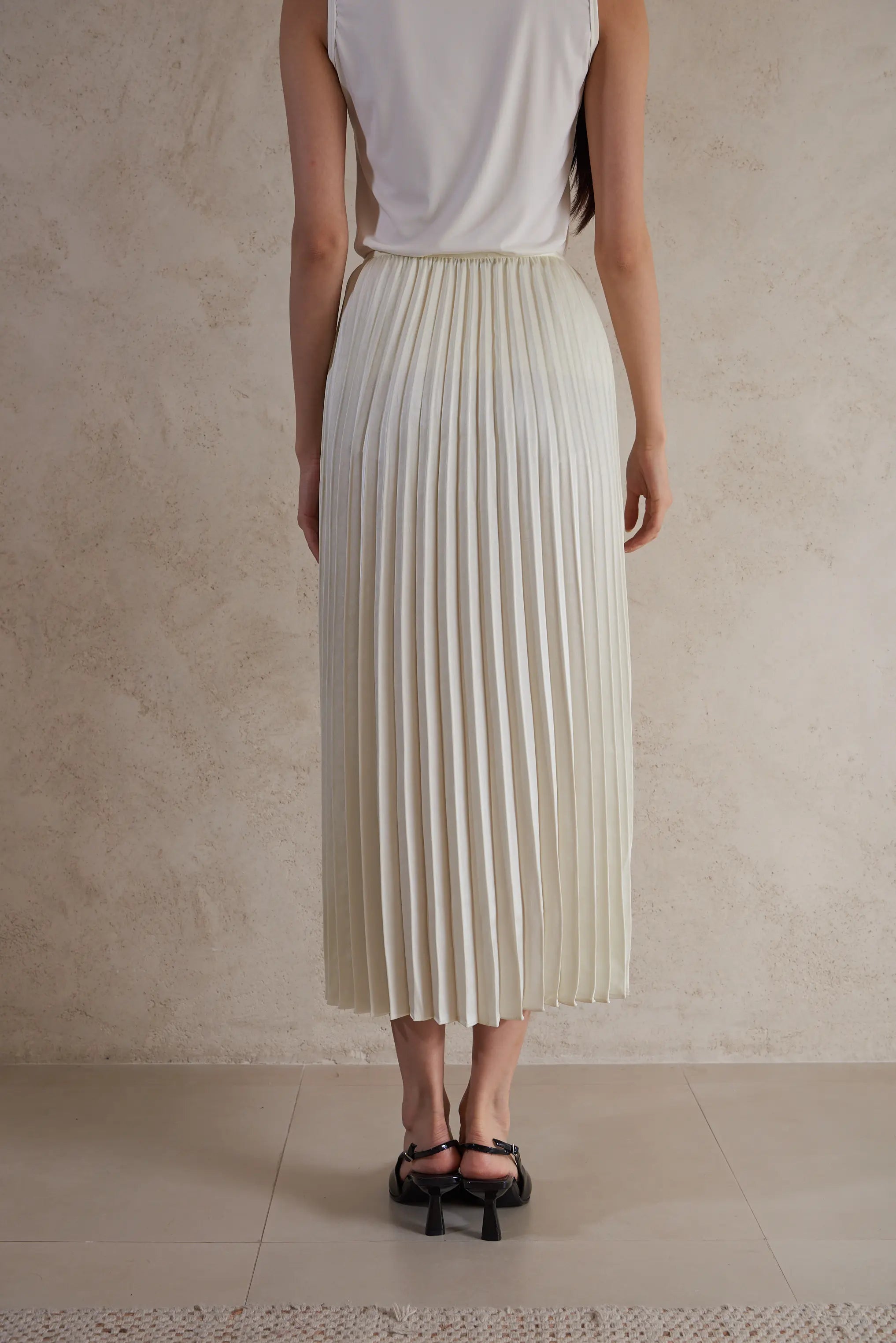 satin plisse maxi skirt