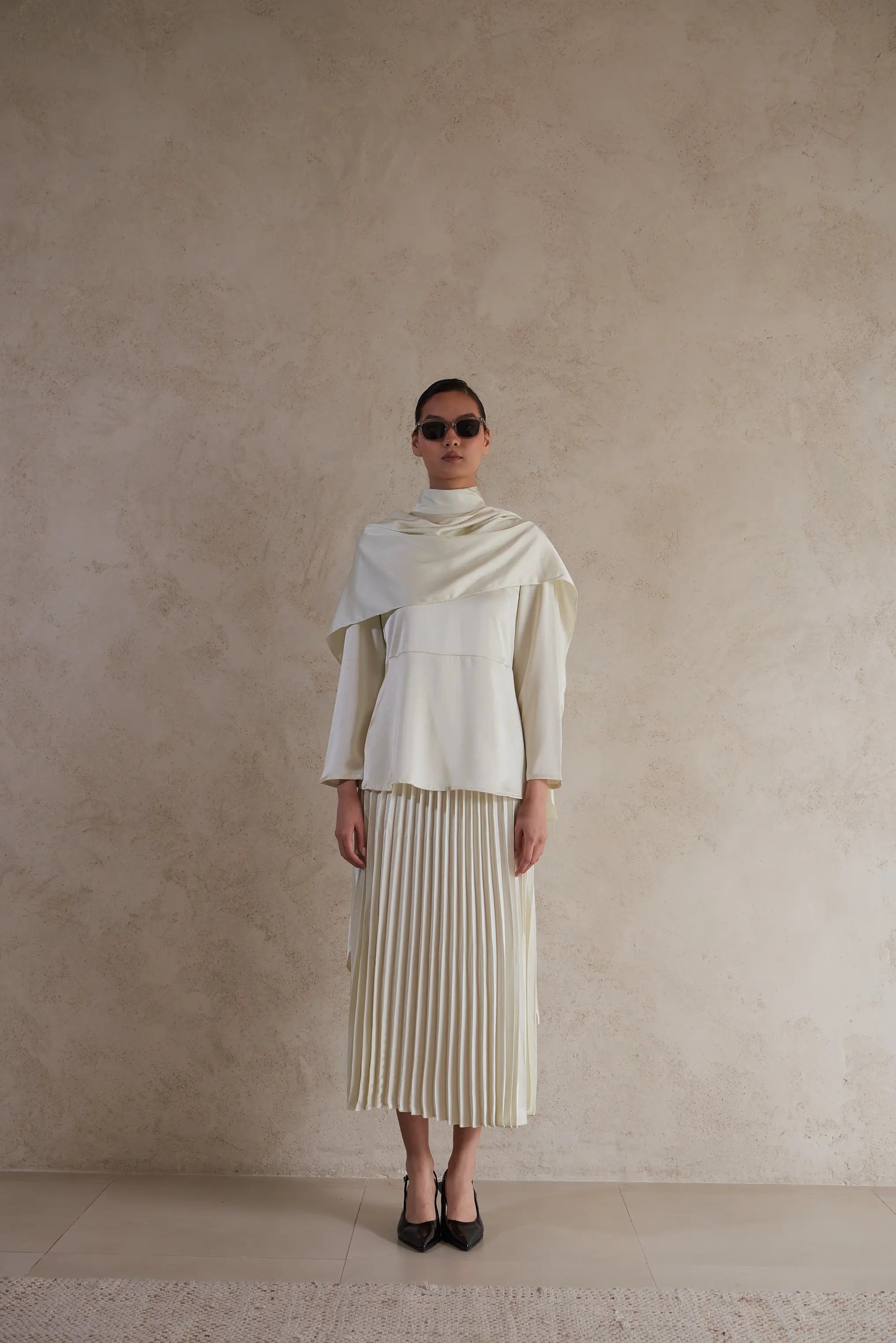 Elegant Drape satin Detail Blouse