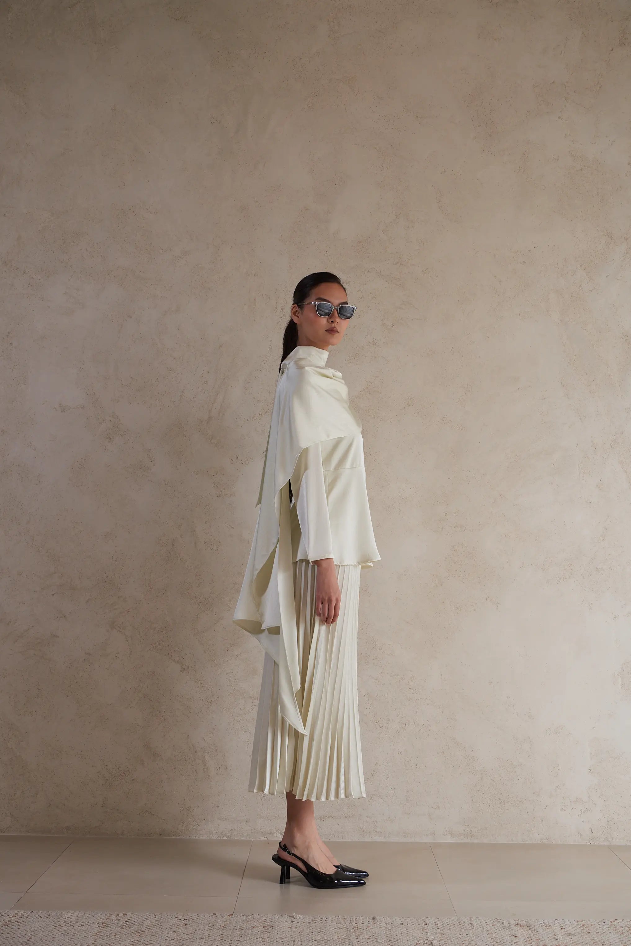 Elegant Drape satin Detail Blouse