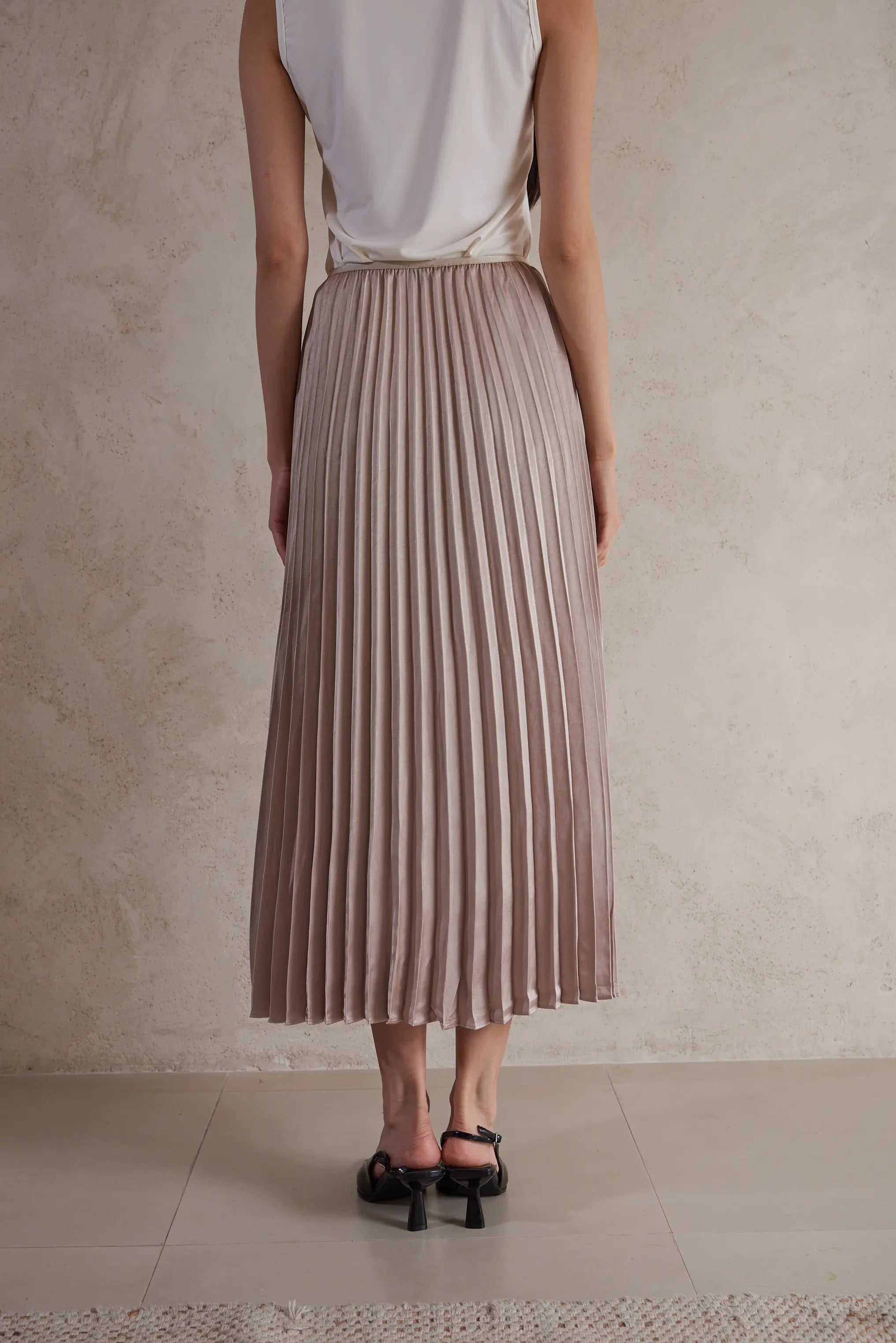 satin plisse maxi skirt