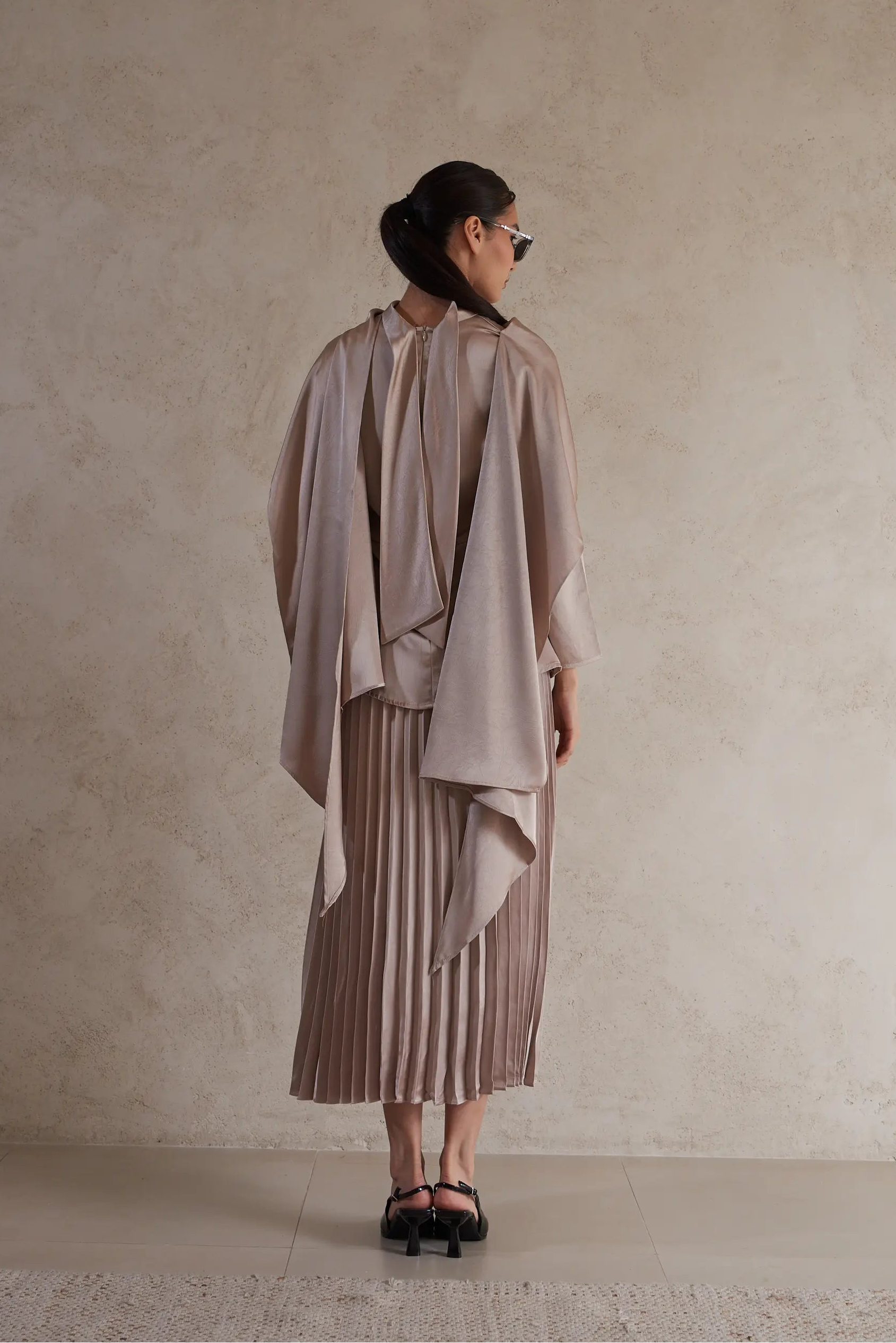 Elegant Drape Satin Detail Blouse