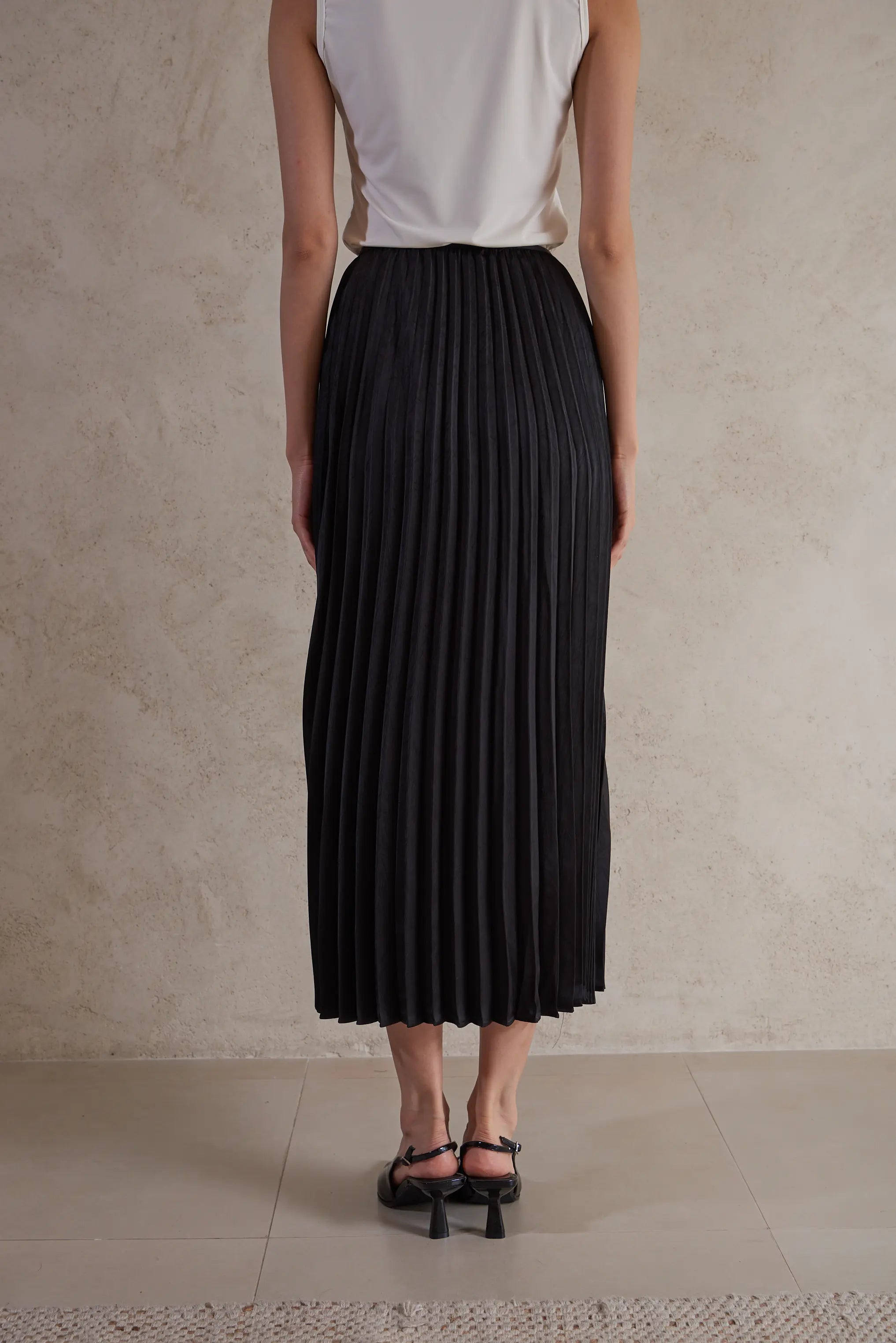 satin plisse maxi skirt