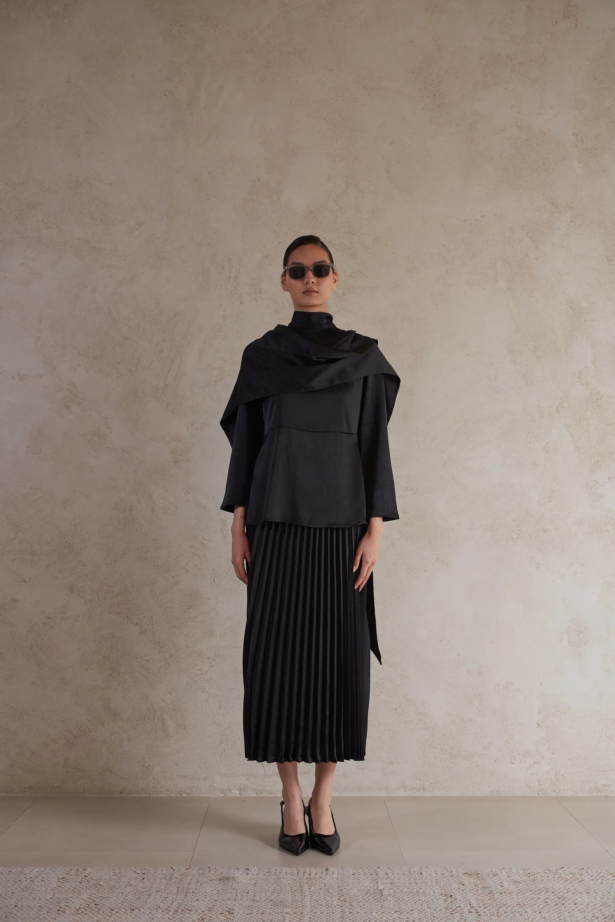 Elegant Drape satin Detail Blouse