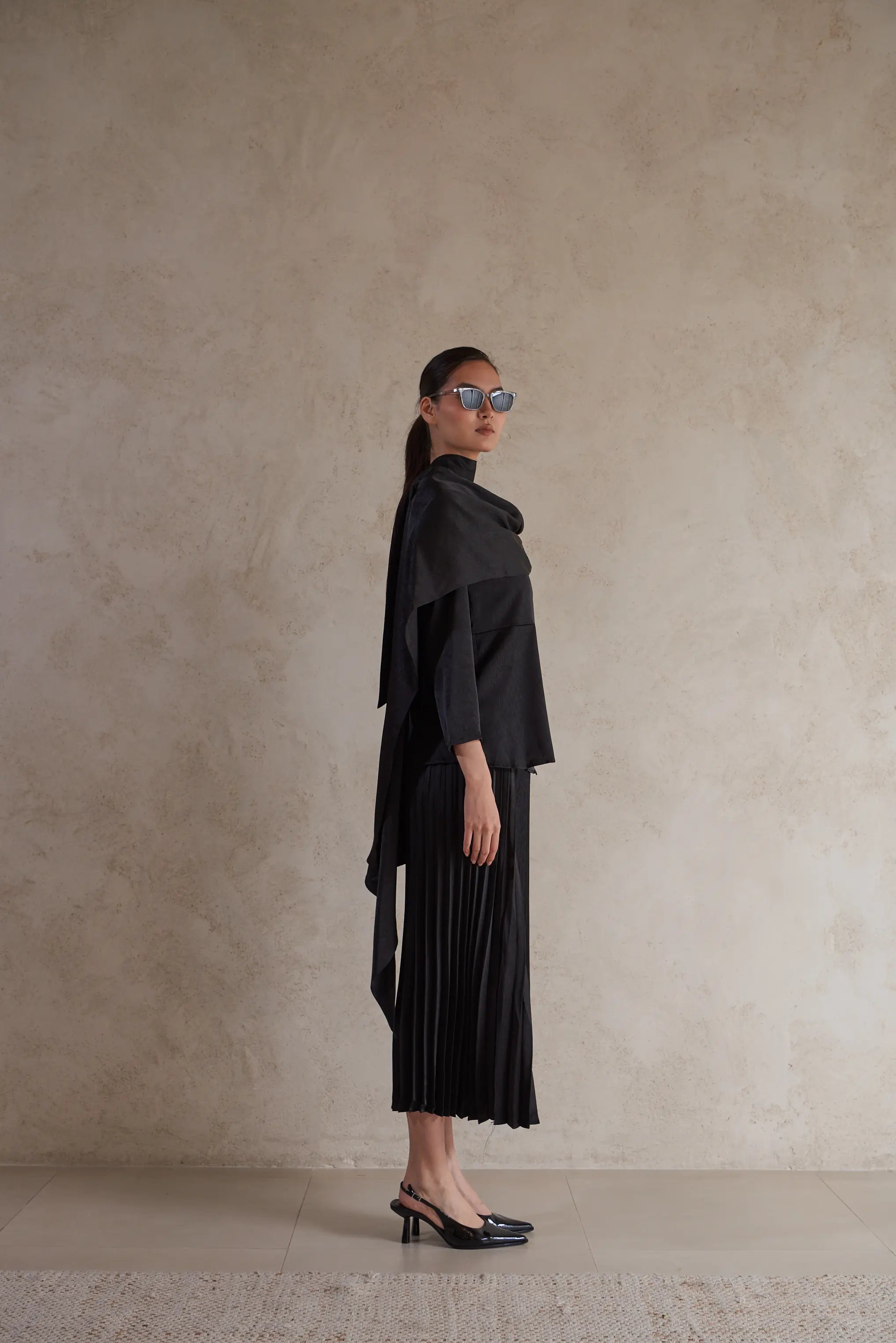 Elegant Drape satin Detail Blouse