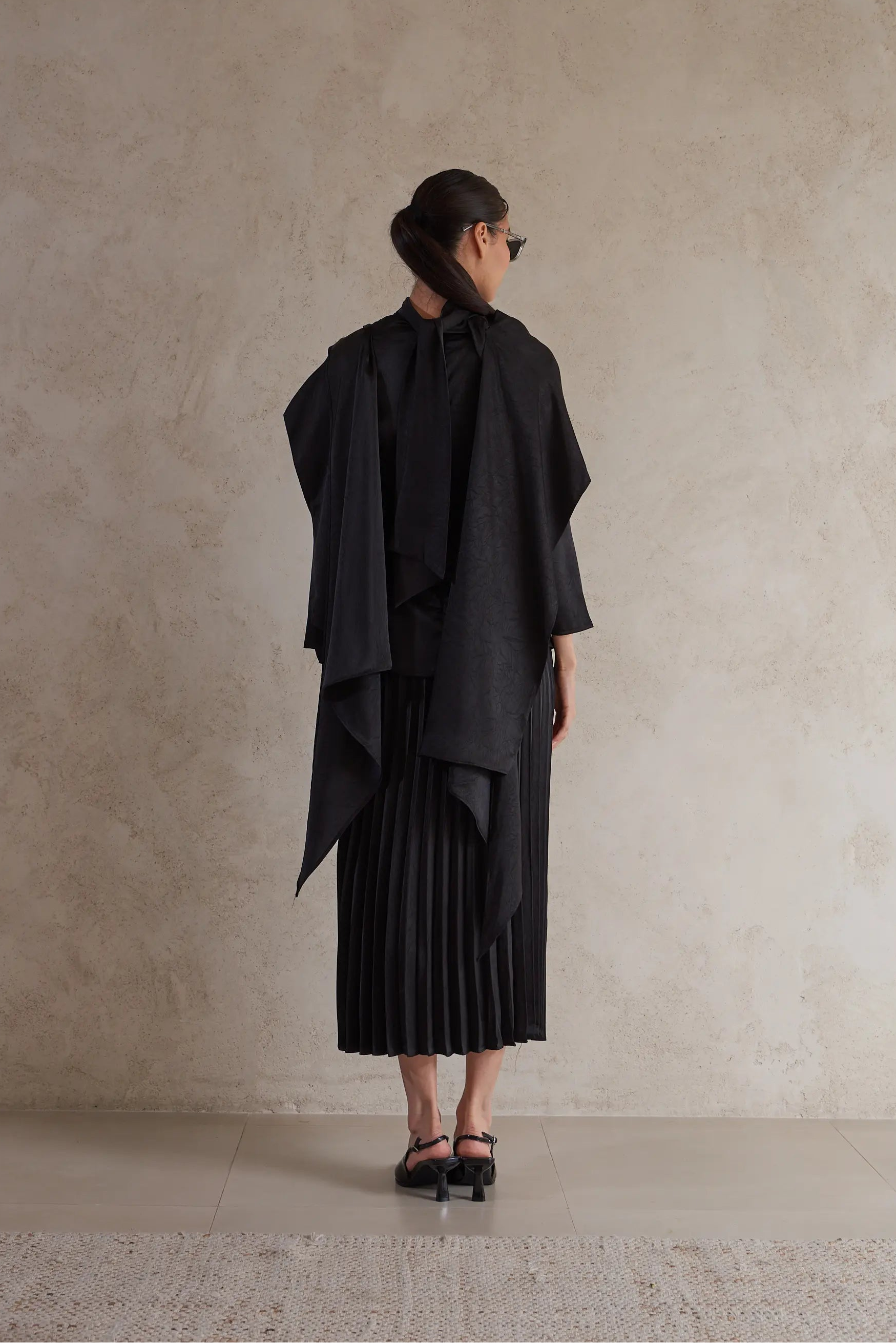 Elegant Drape Satin Detail Blouse