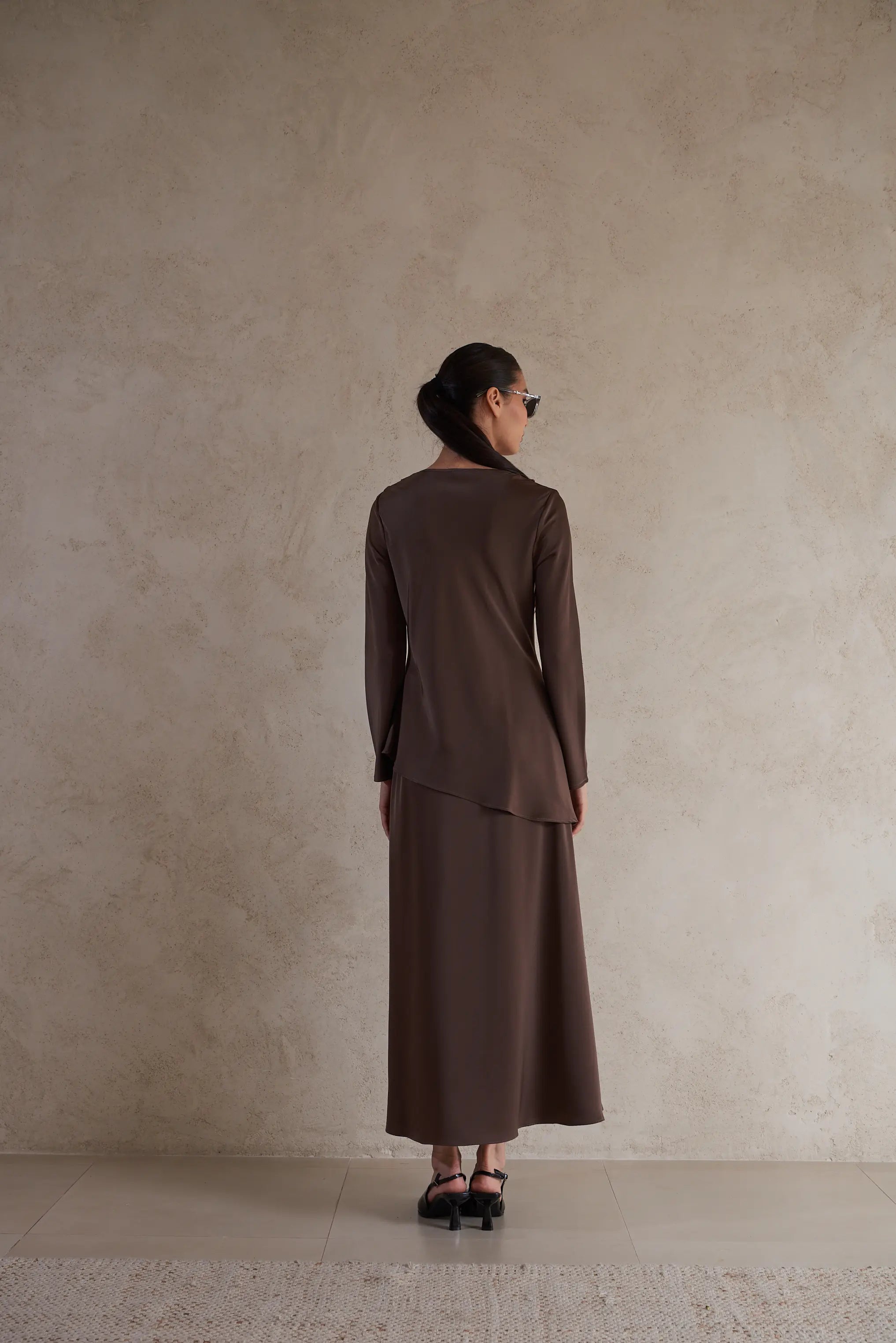 Elegant Satin Draped Blouse