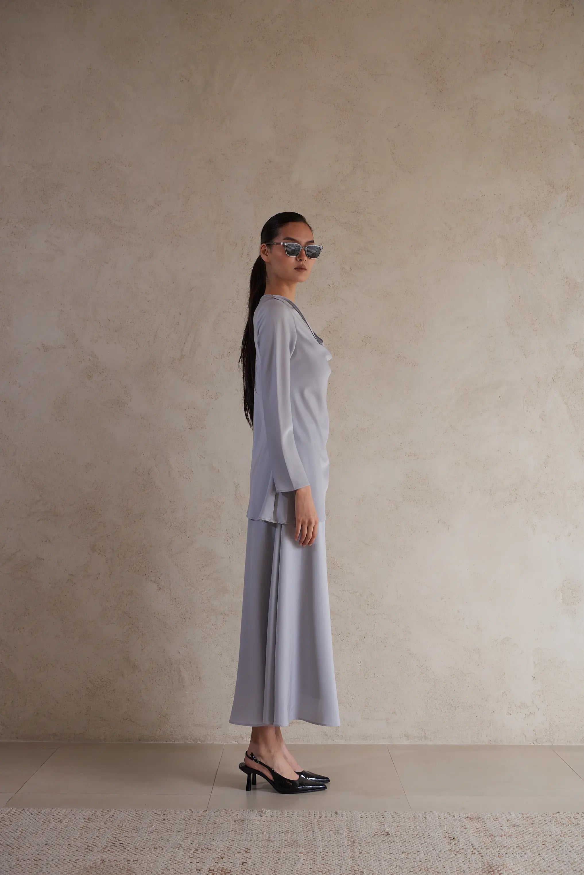 Elegant Satin Draped Blouse