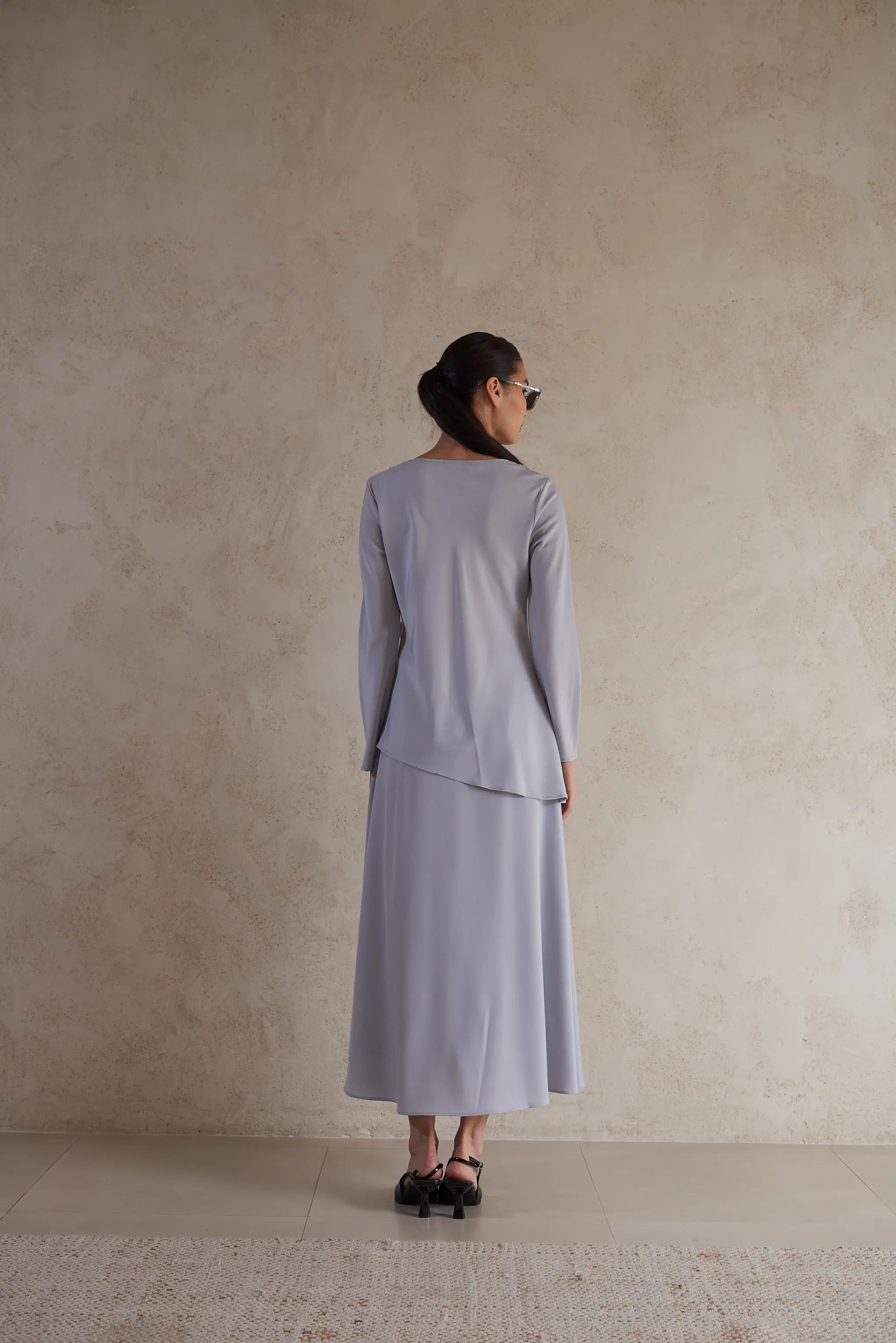 Elegant Satin Draped Blouse