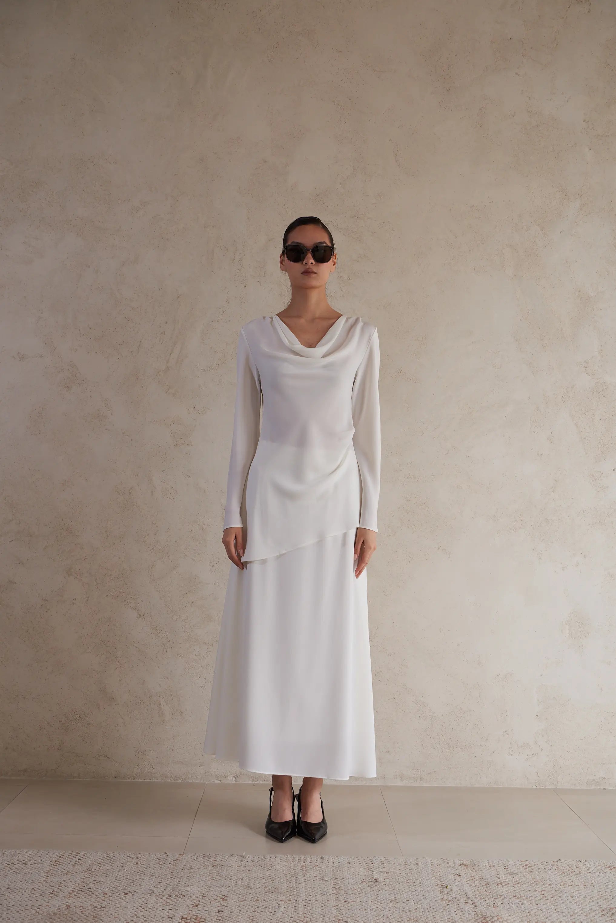 Elegant Satin Draped Blouse