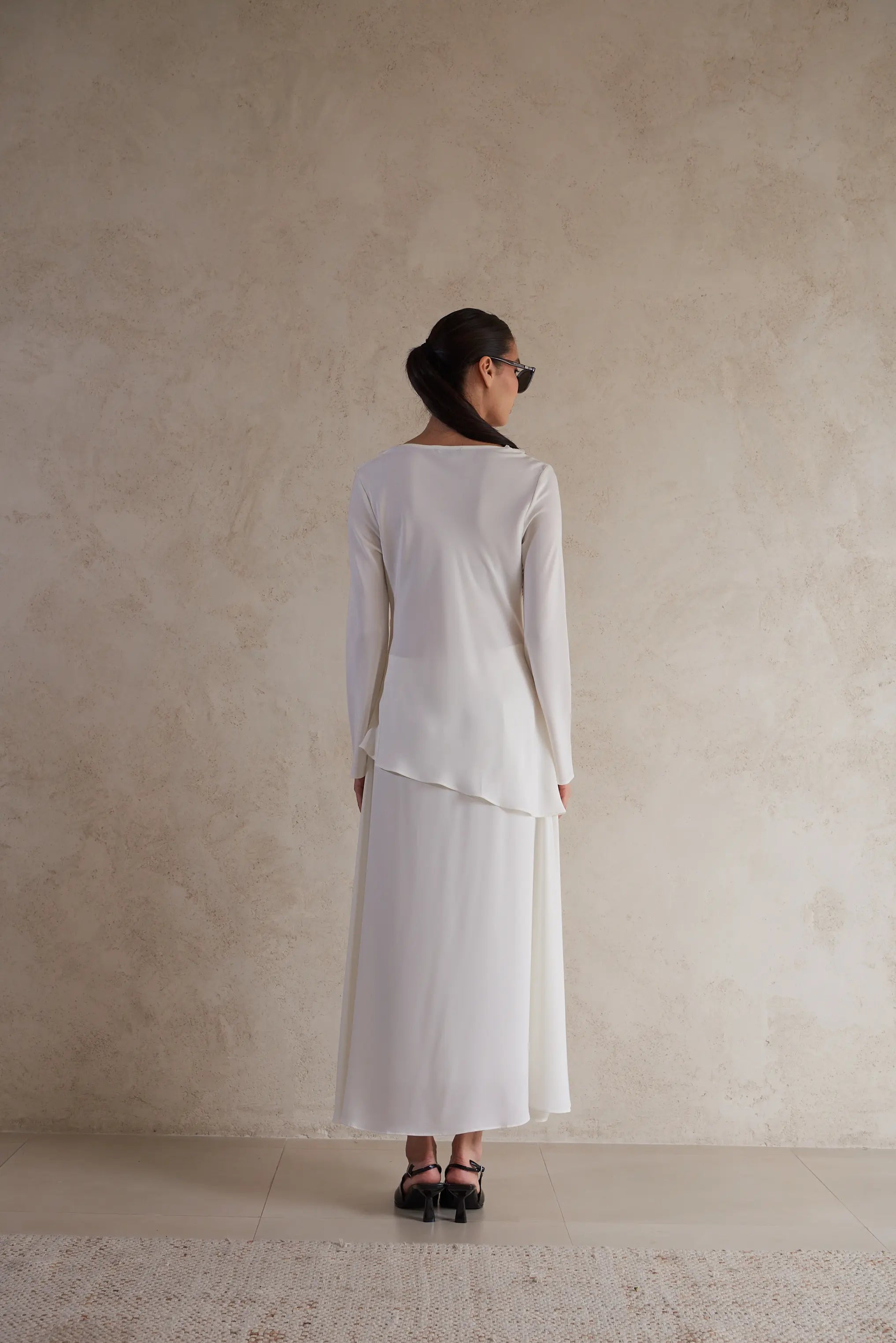 Elegant Satin Draped Blouse