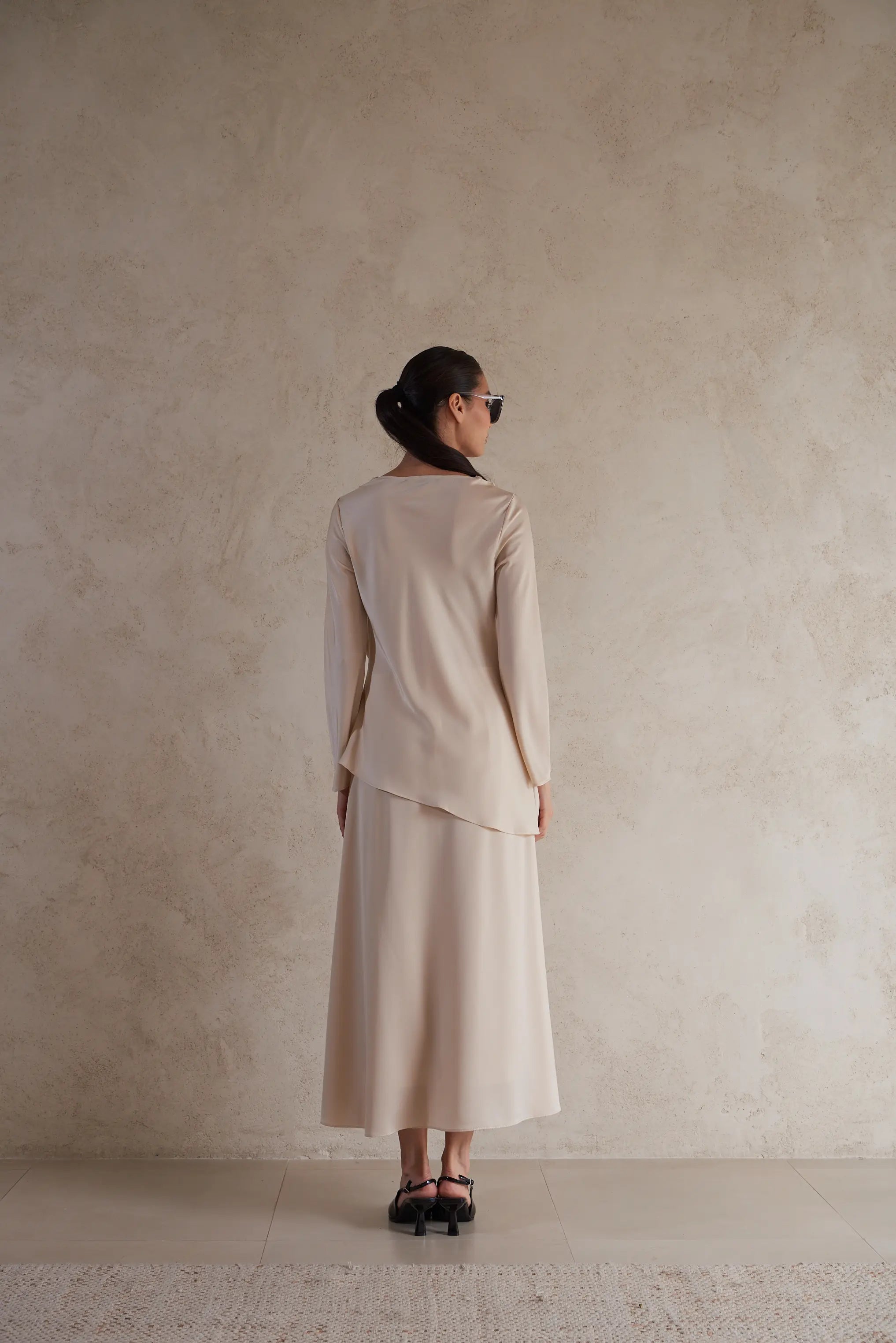 Elegant Satin Draped Blouse