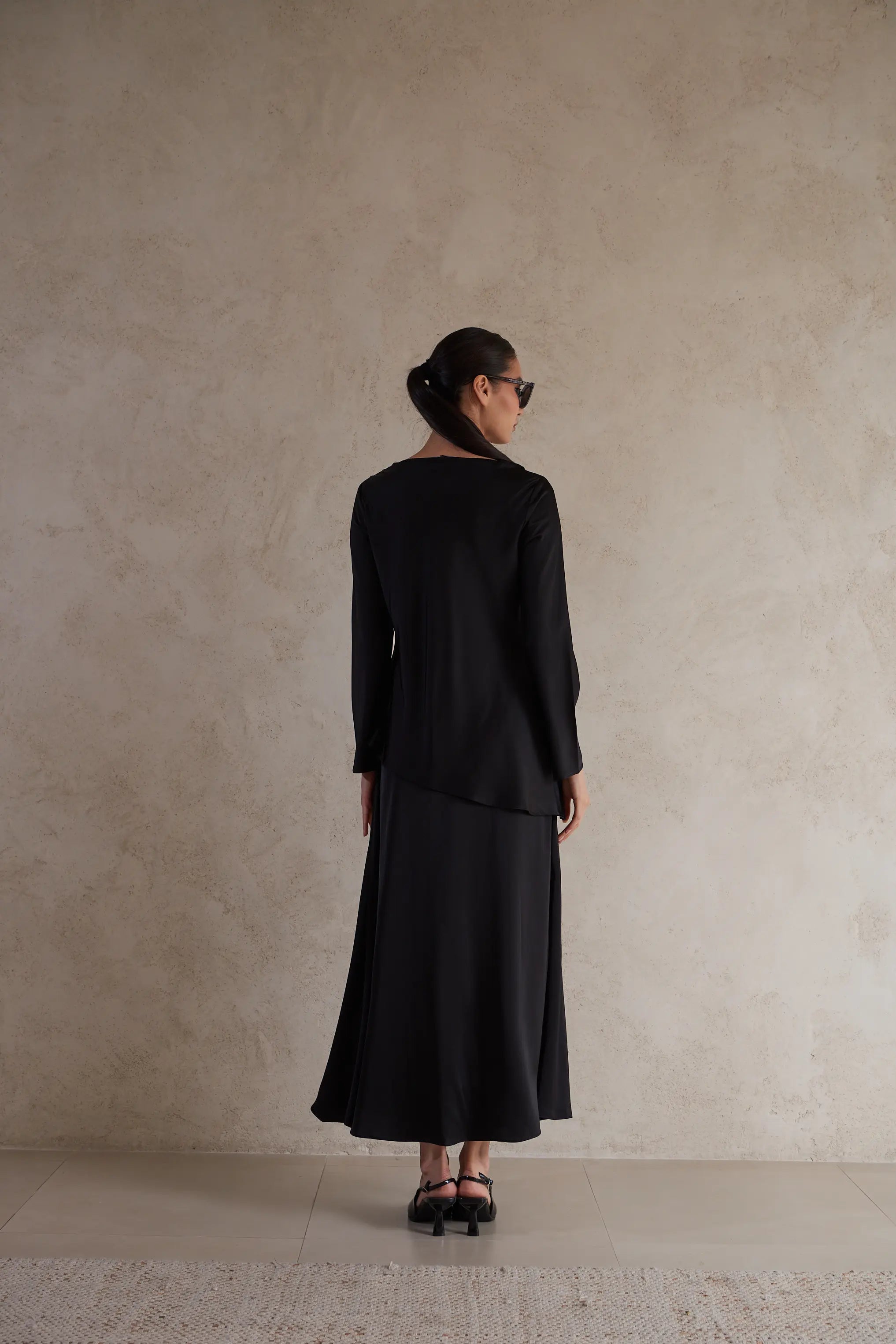 Elegant Satin Draped Blouse