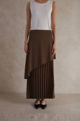 Layered Plissé Maxi Skirt
