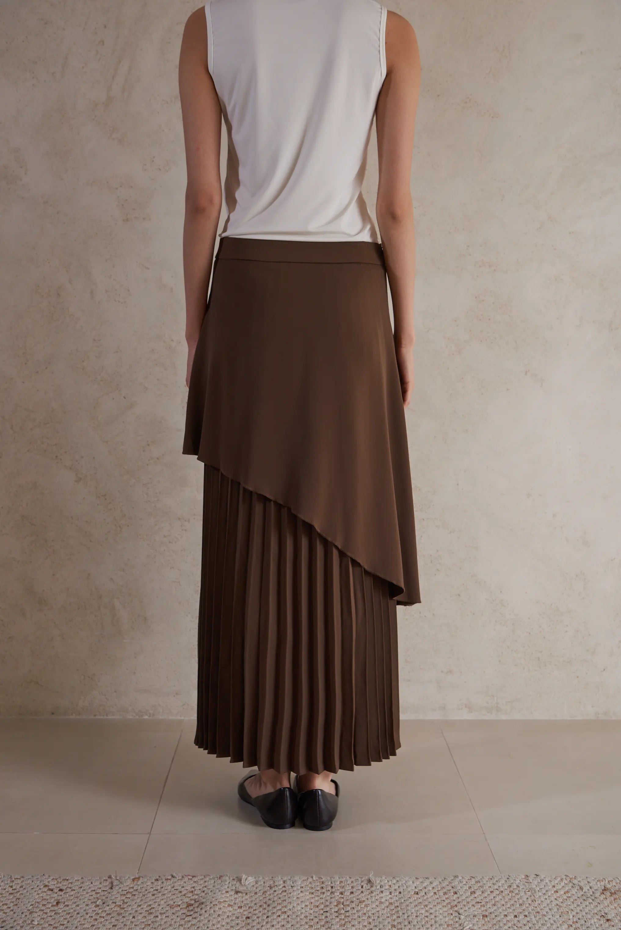 Layered Plissé Maxi Skirt