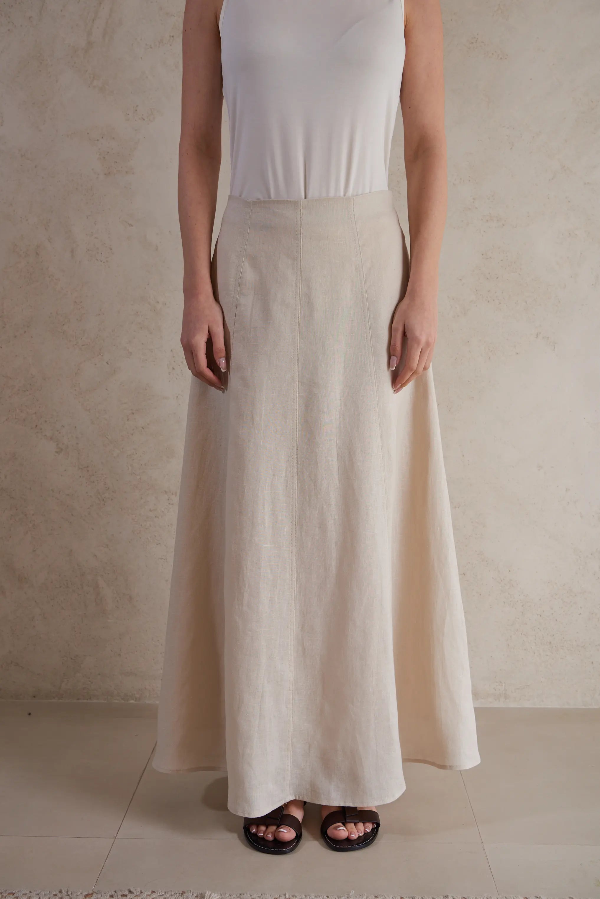 High-Waisted Linen Maxi Skirt