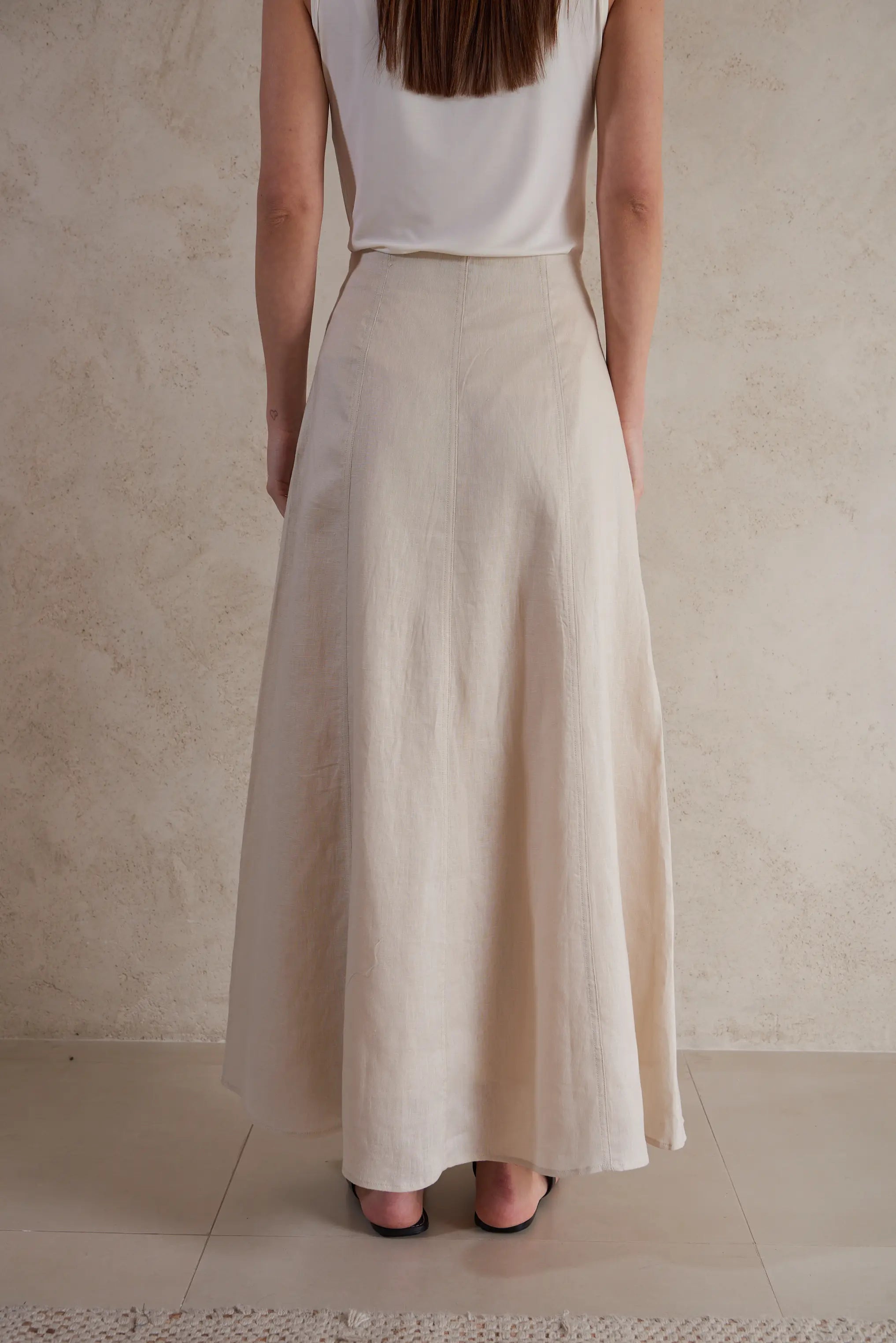 High-Waisted Linen Maxi Skirt