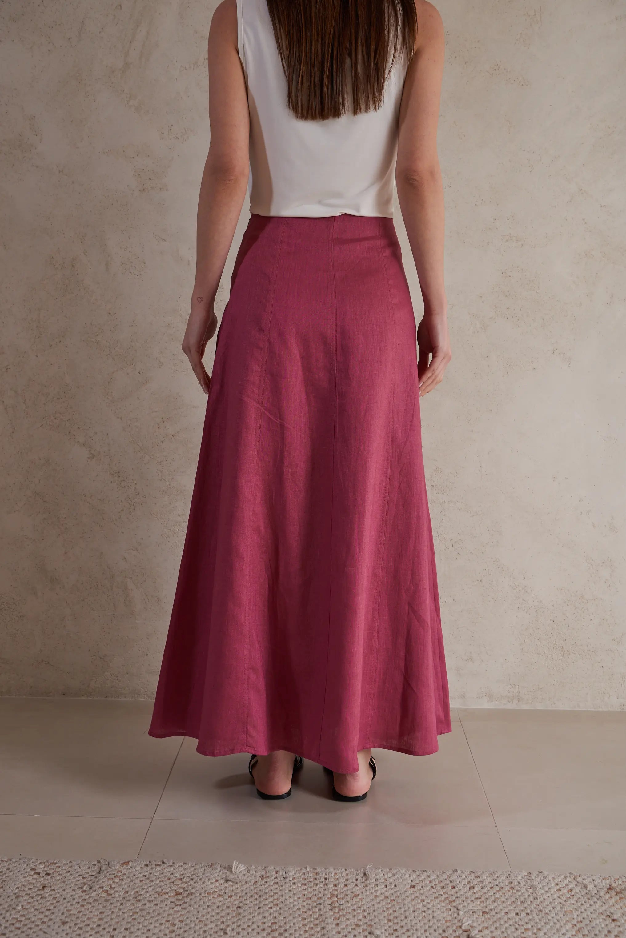 High-Waisted Linen Maxi Skirt