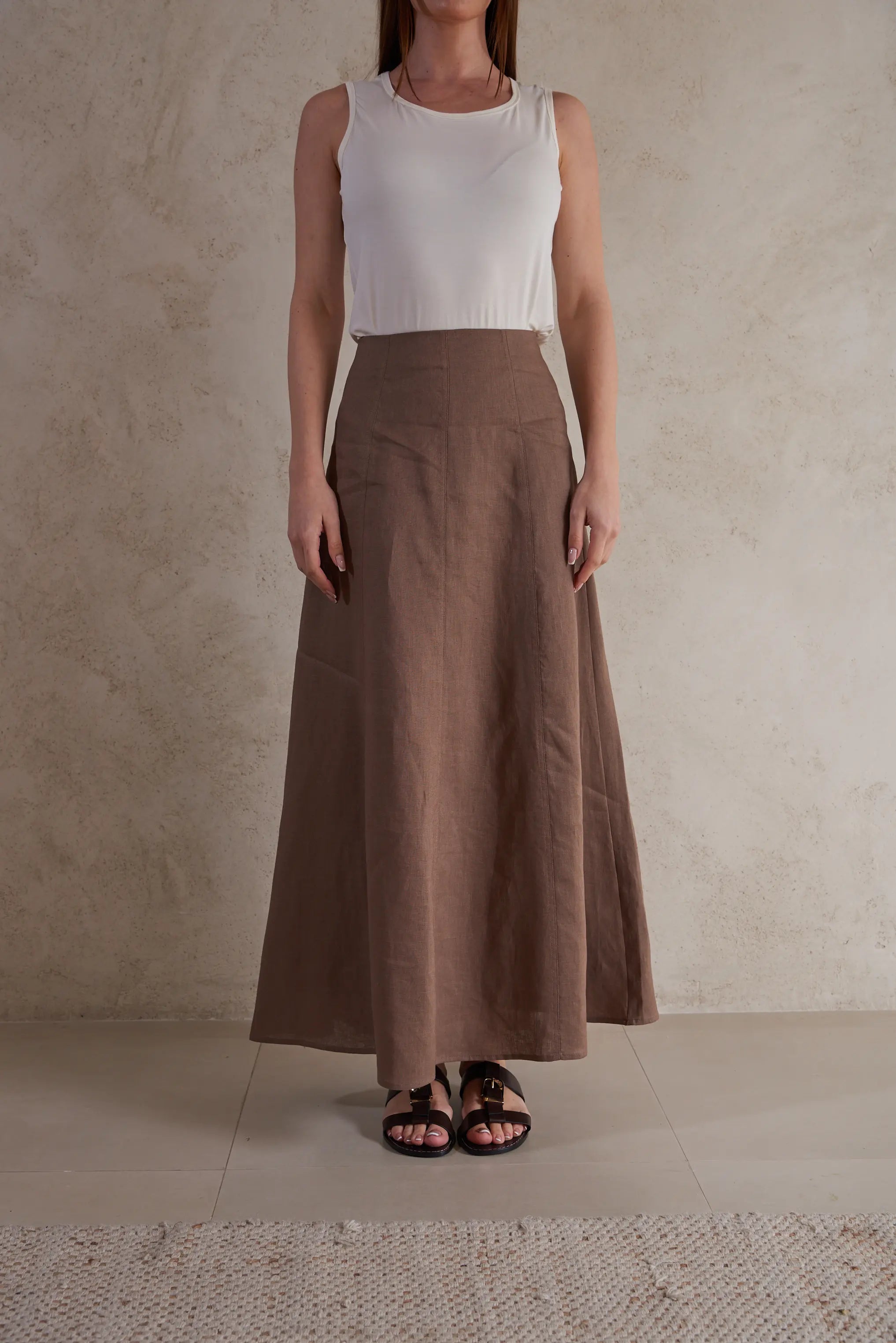High-Waisted Linen Maxi Skirt