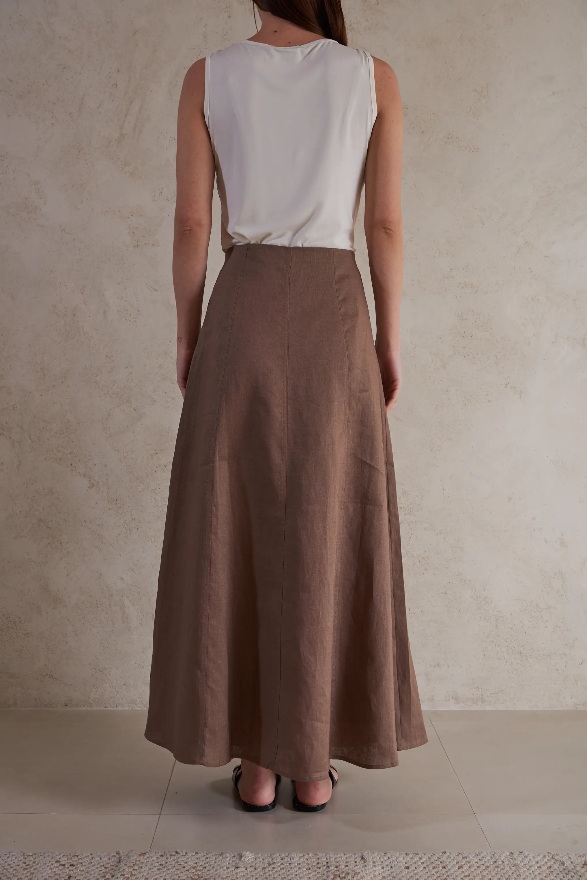 High-Waisted Linen Maxi Skirt