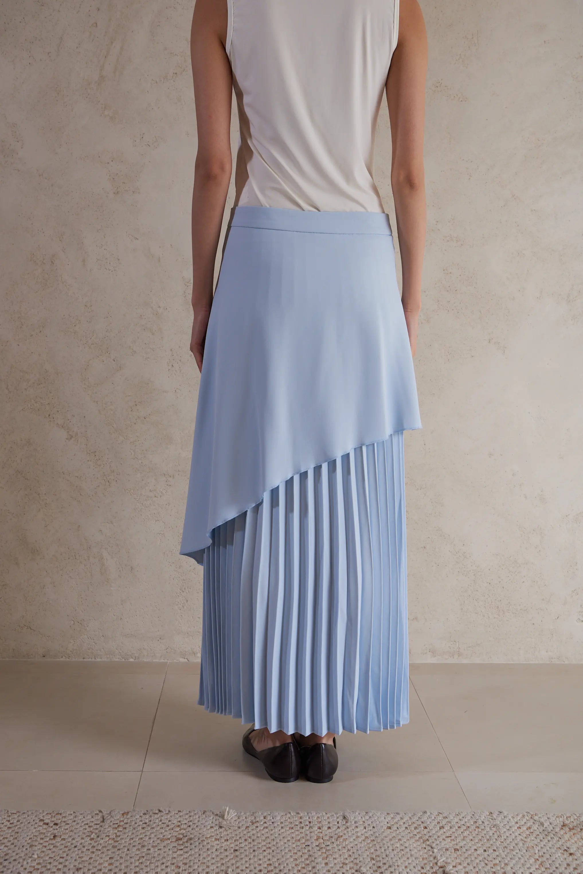 Layered Plissé Maxi Skirt