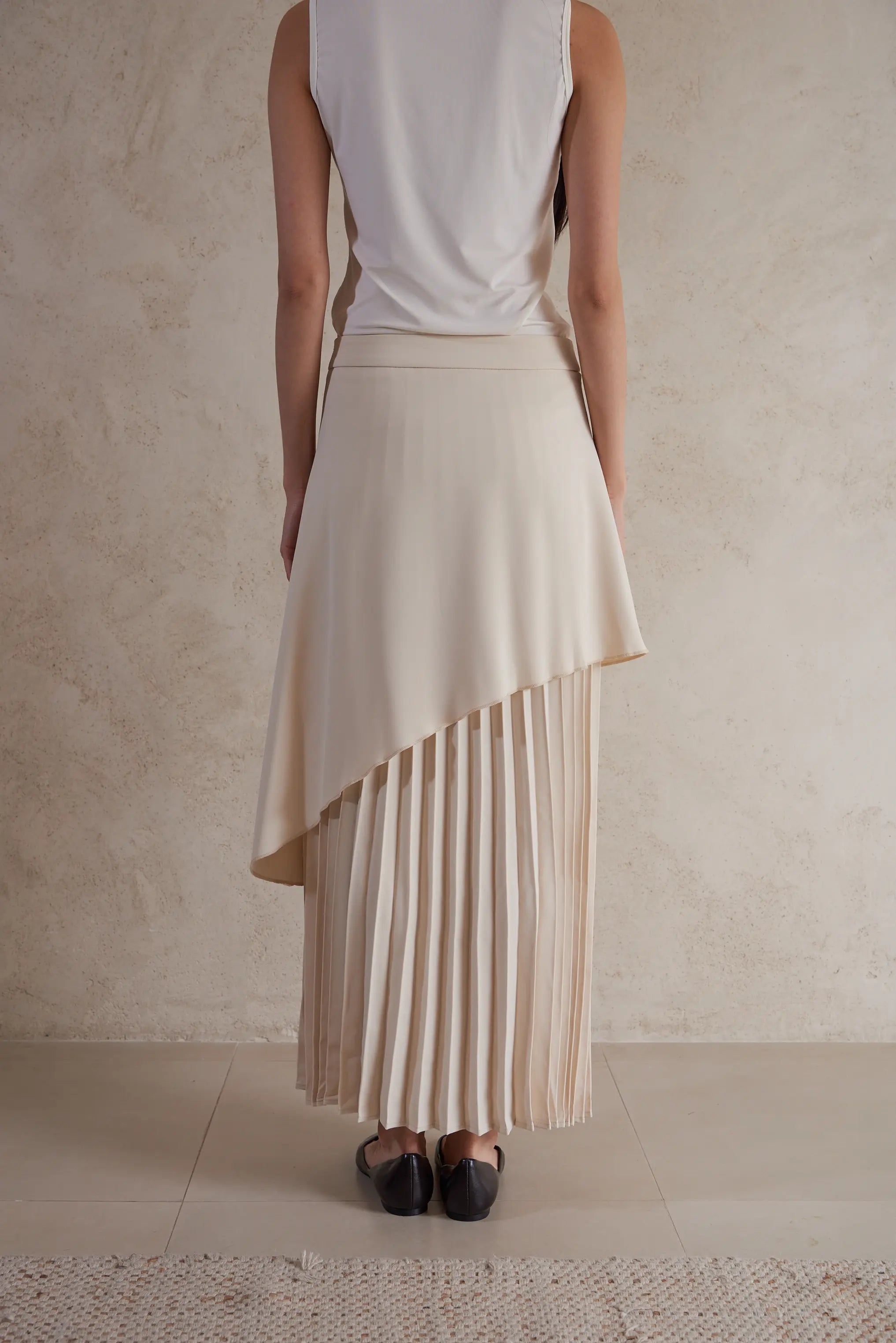 Layered Plissé Maxi Skirt