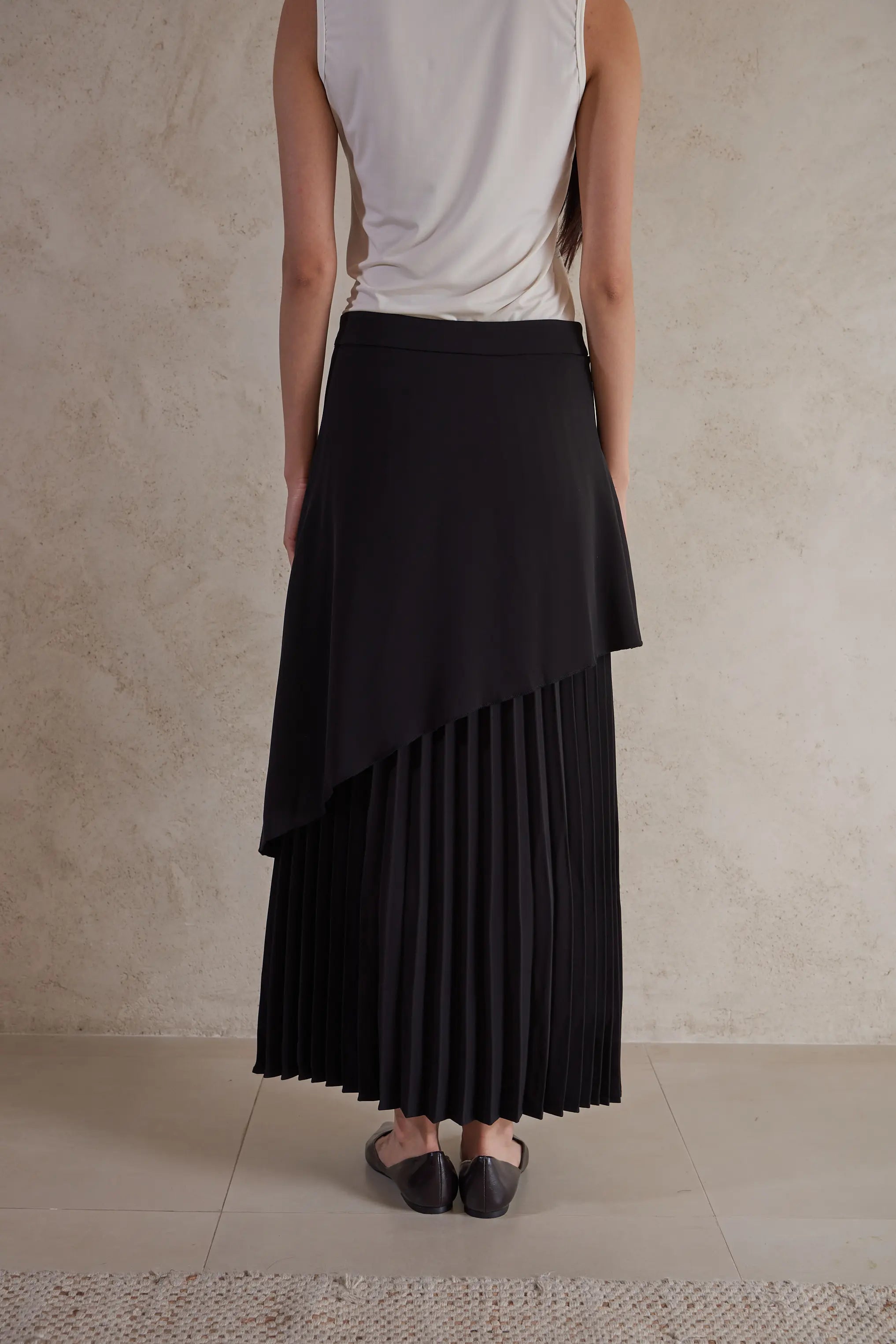 Layered Plissé Maxi Skirt
