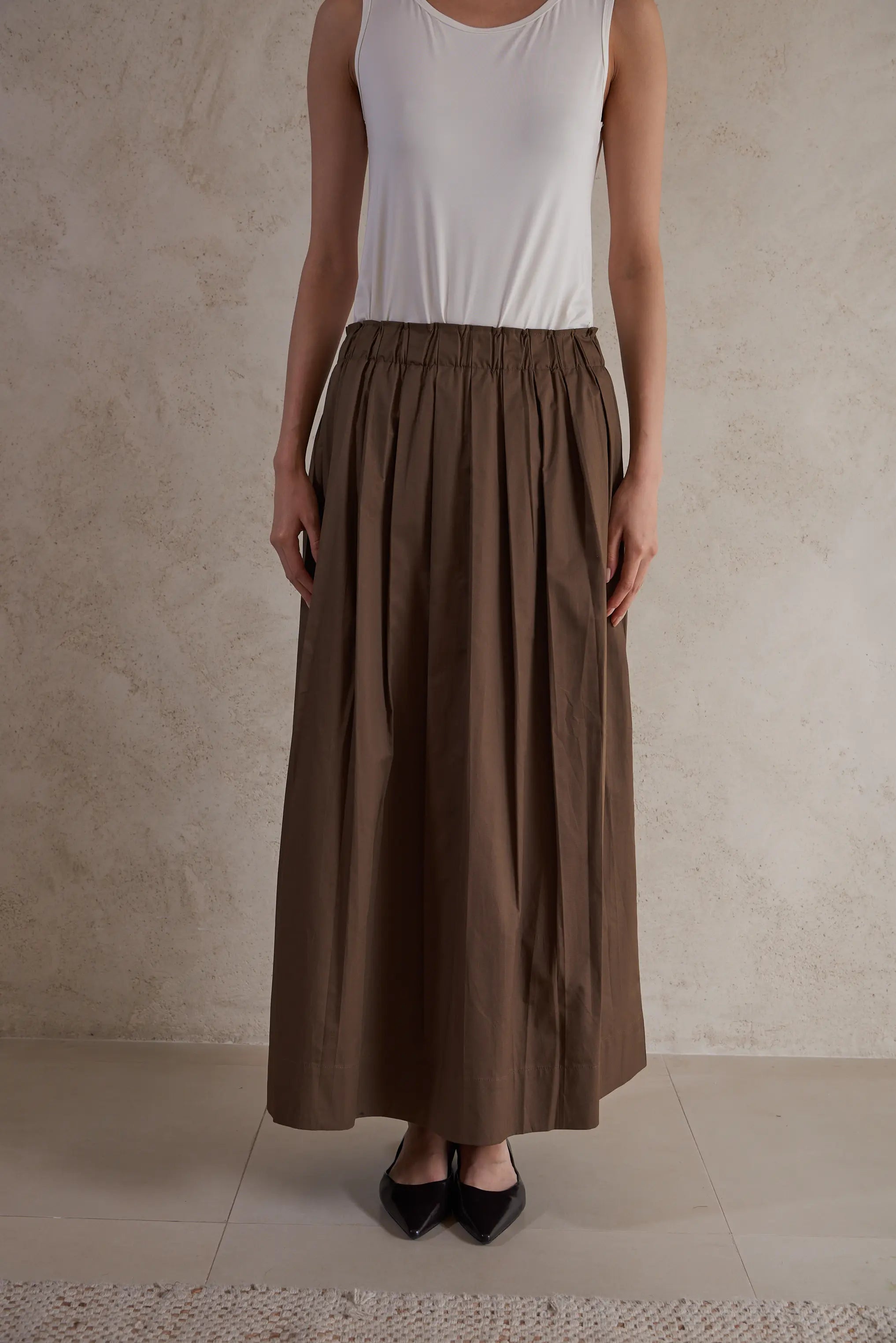 Poplin cotton plisse skirt