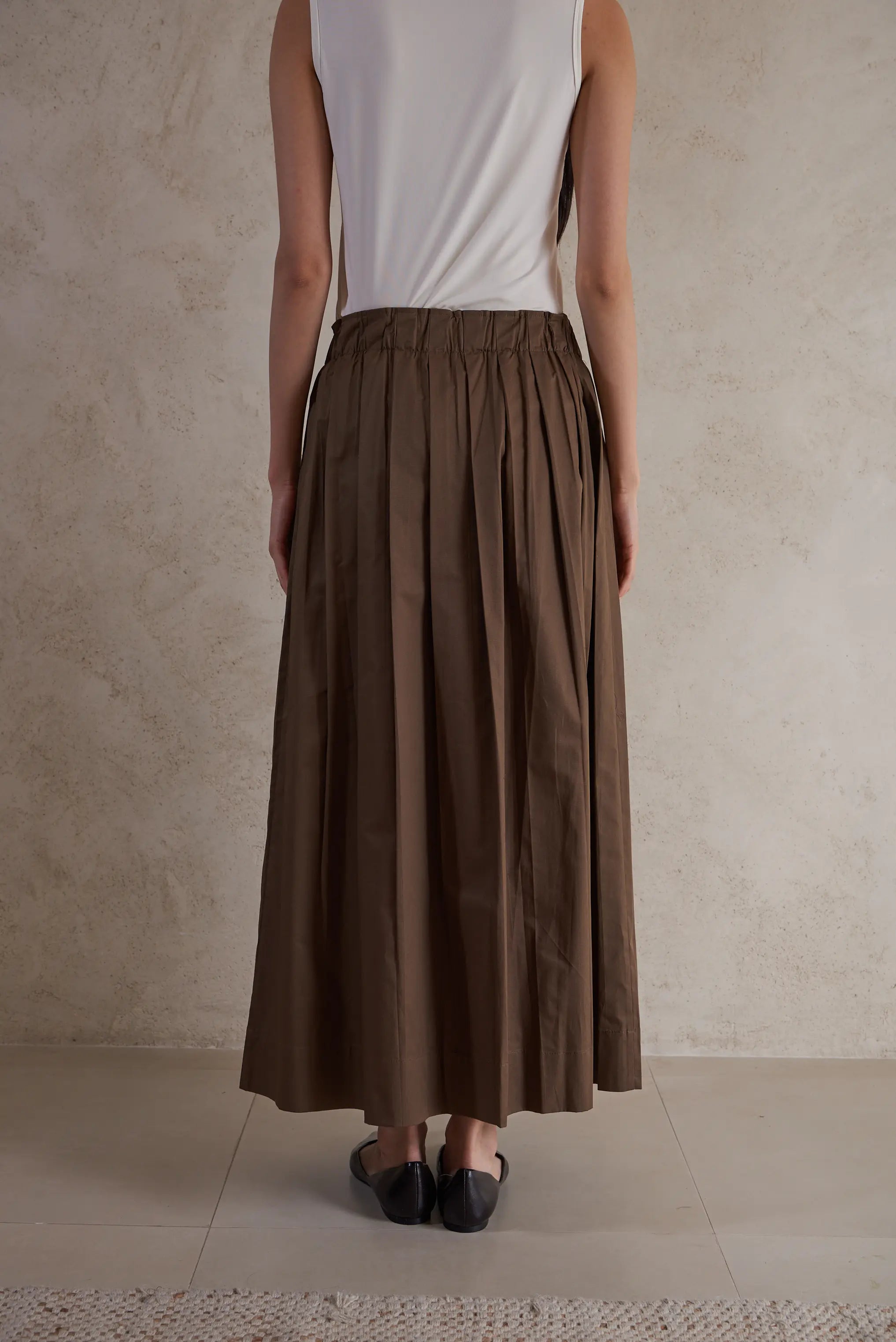 Poplin cotton plisse skirt