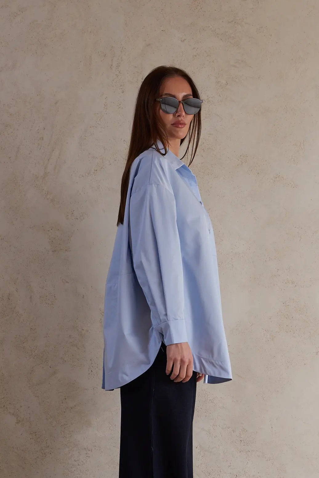 Oversized Shirt with Back Button Detail