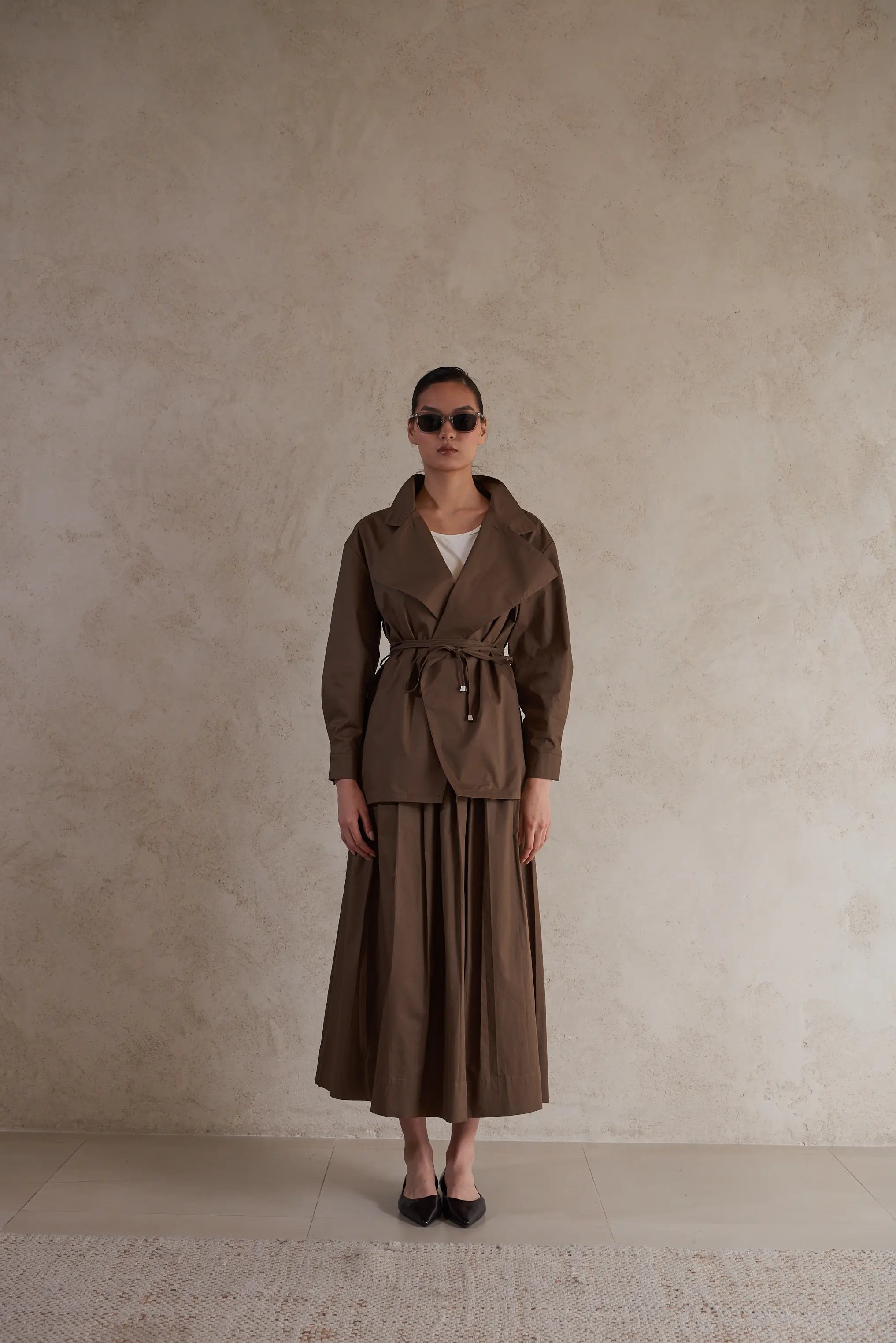 Poplin Cotton Belted jacket