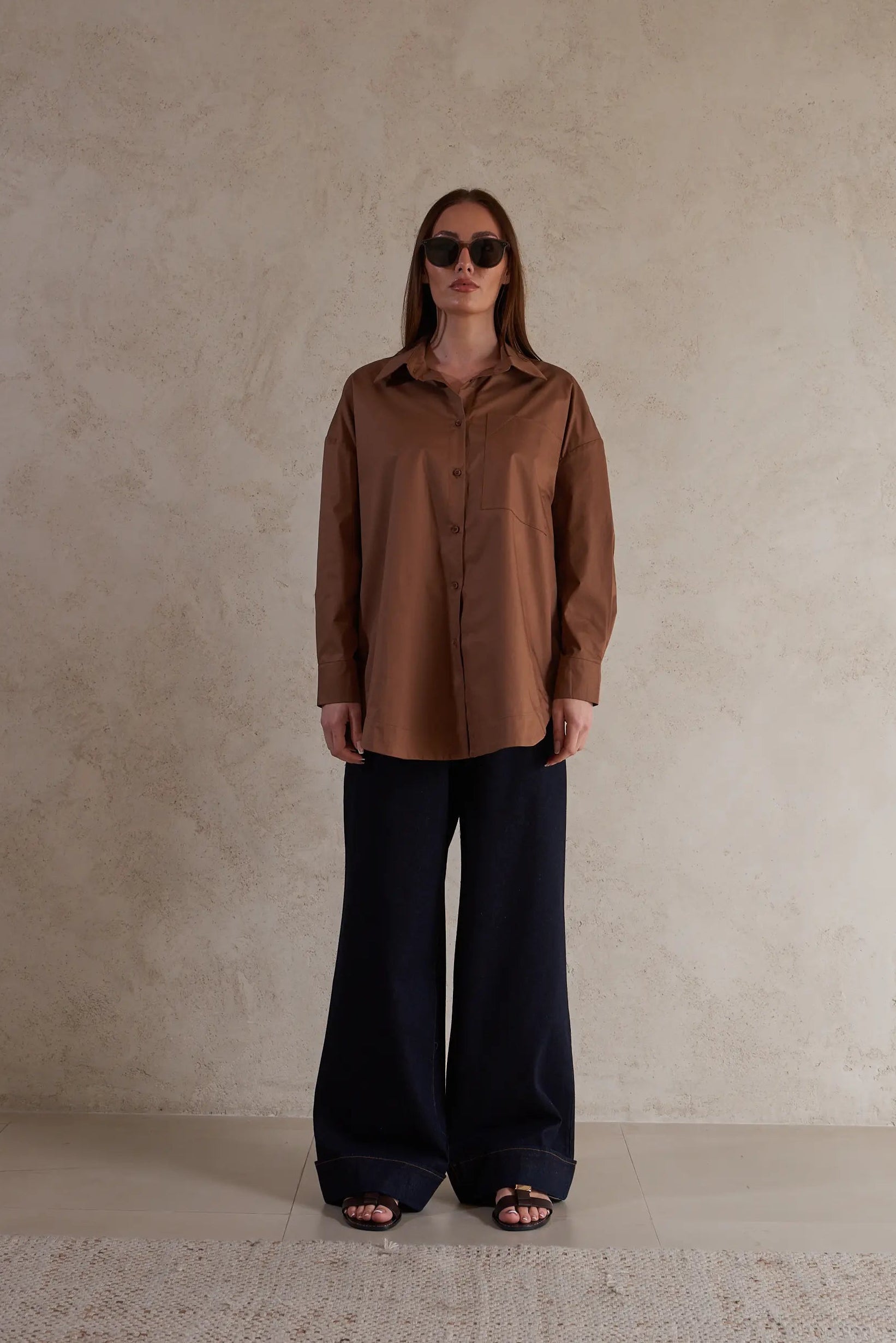 Oversized Shirt with Back Button Detail
