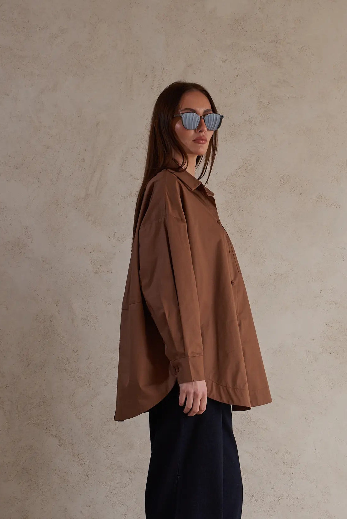 Oversized Shirt with Back Button Detail