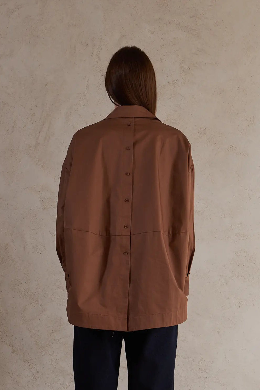 Oversized Shirt with Back Button Detail