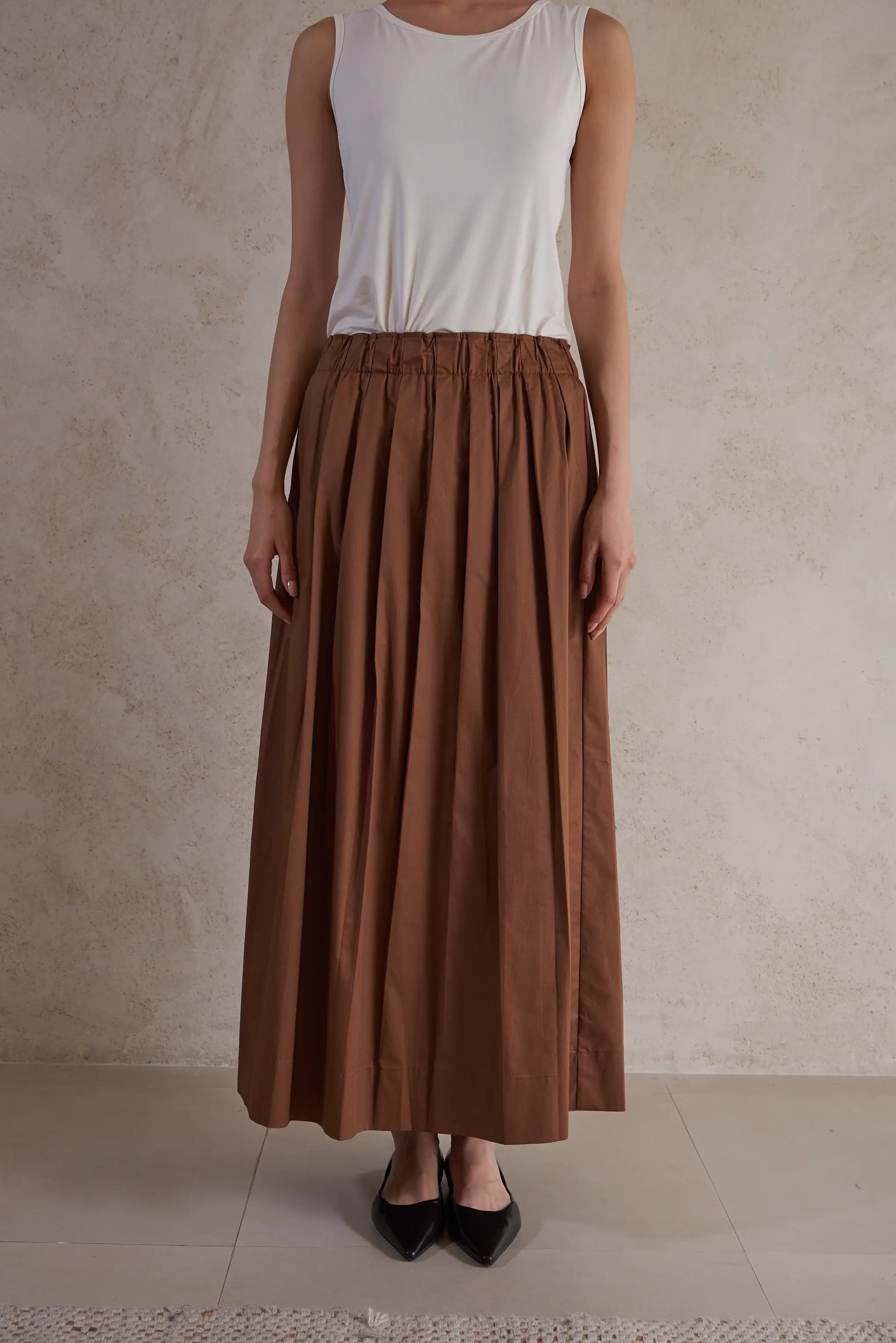 Poplin cotton plisse skirt