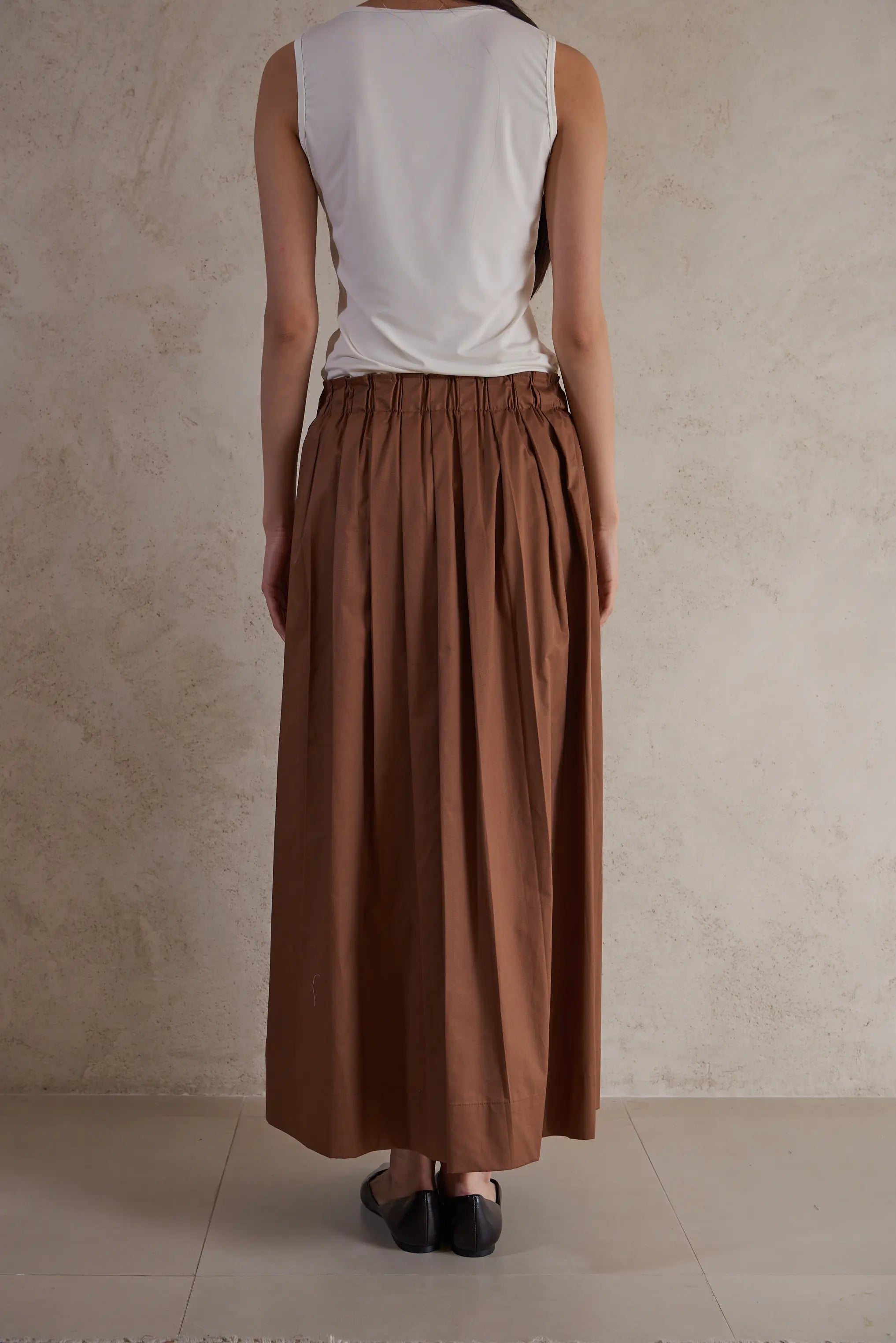 Poplin cotton plisse skirt