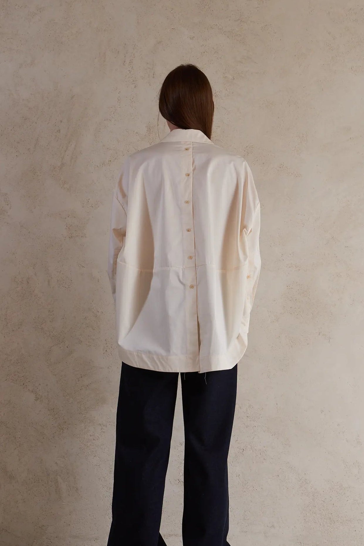 Oversized Shirt with Back Button Detail