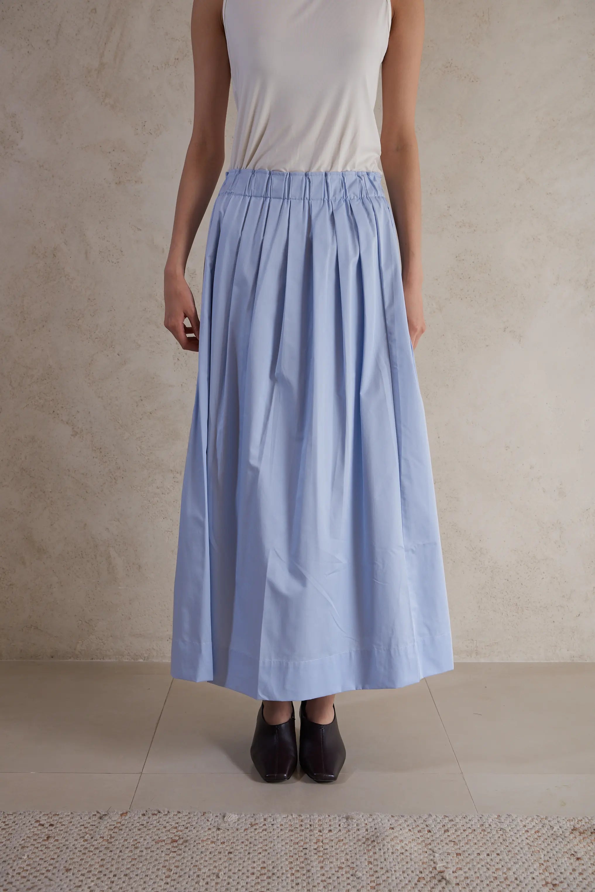 Poplin cotton plisse skirt