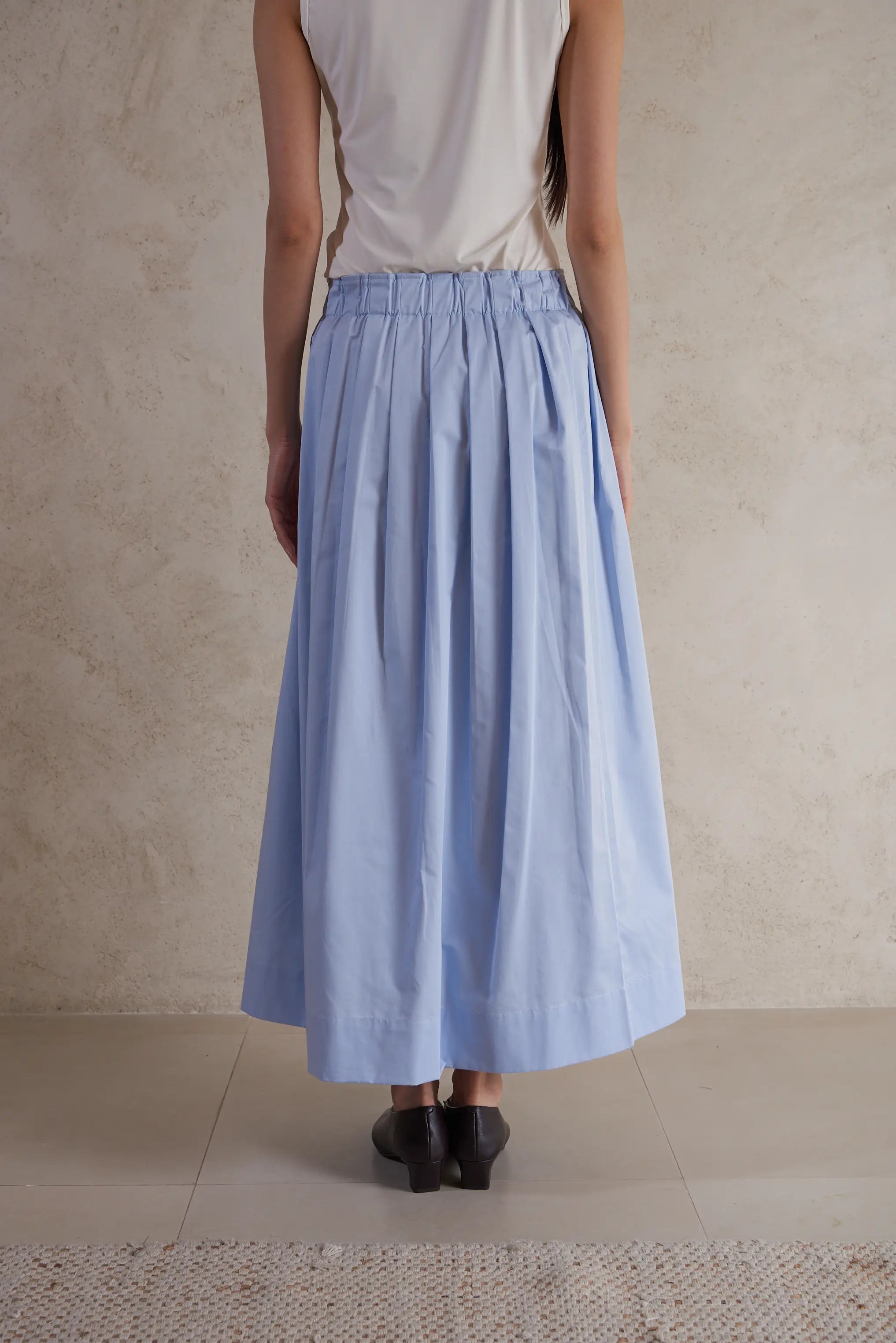 Poplin cotton plisse skirt