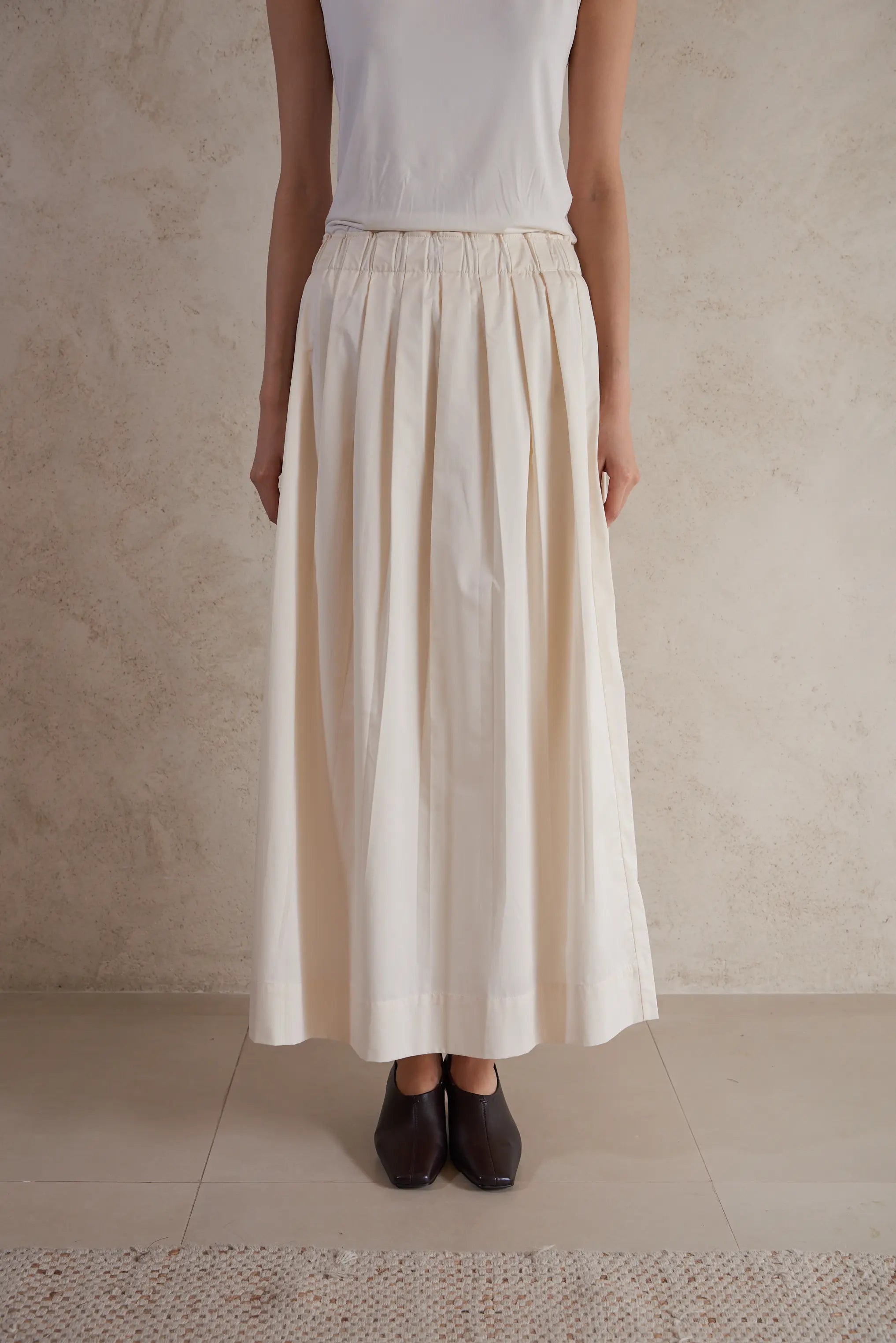 Poplin cotton plisse skirt