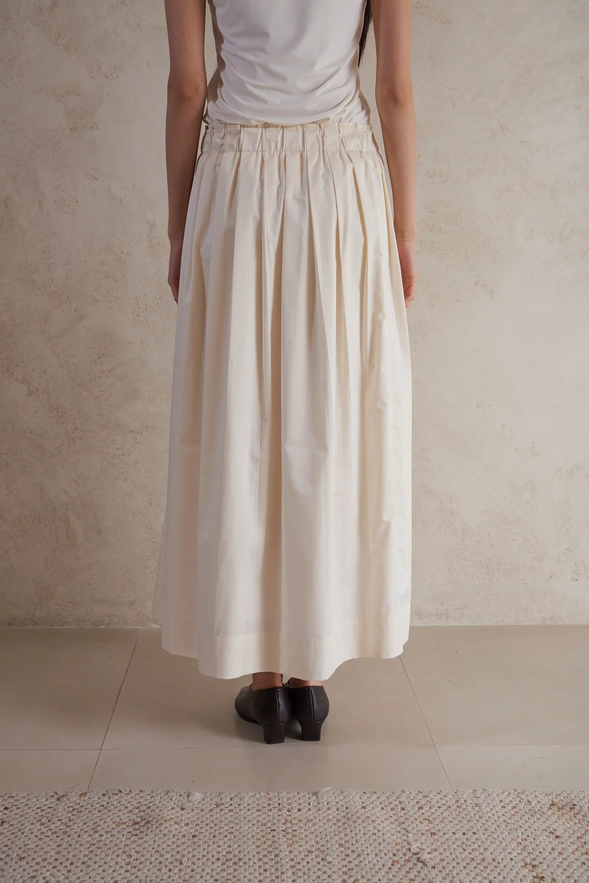 Poplin cotton plisse skirt