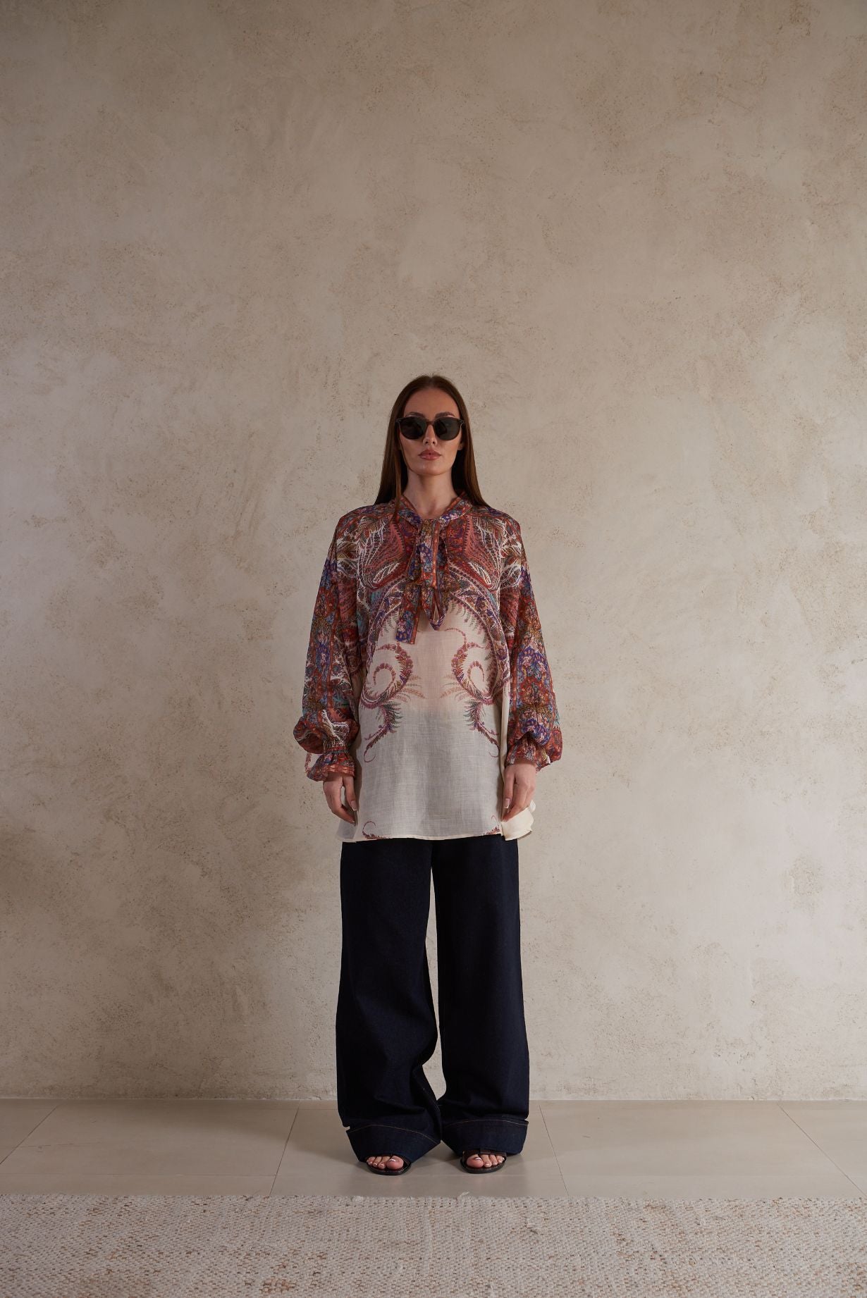 Light weight oversize printed Blouse