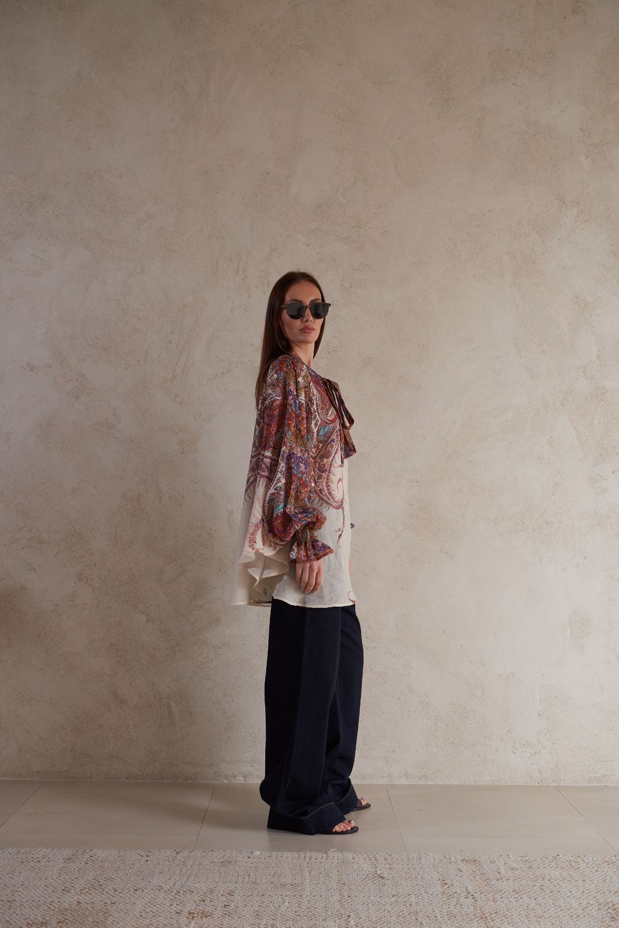 Light weight oversize printed Blouse