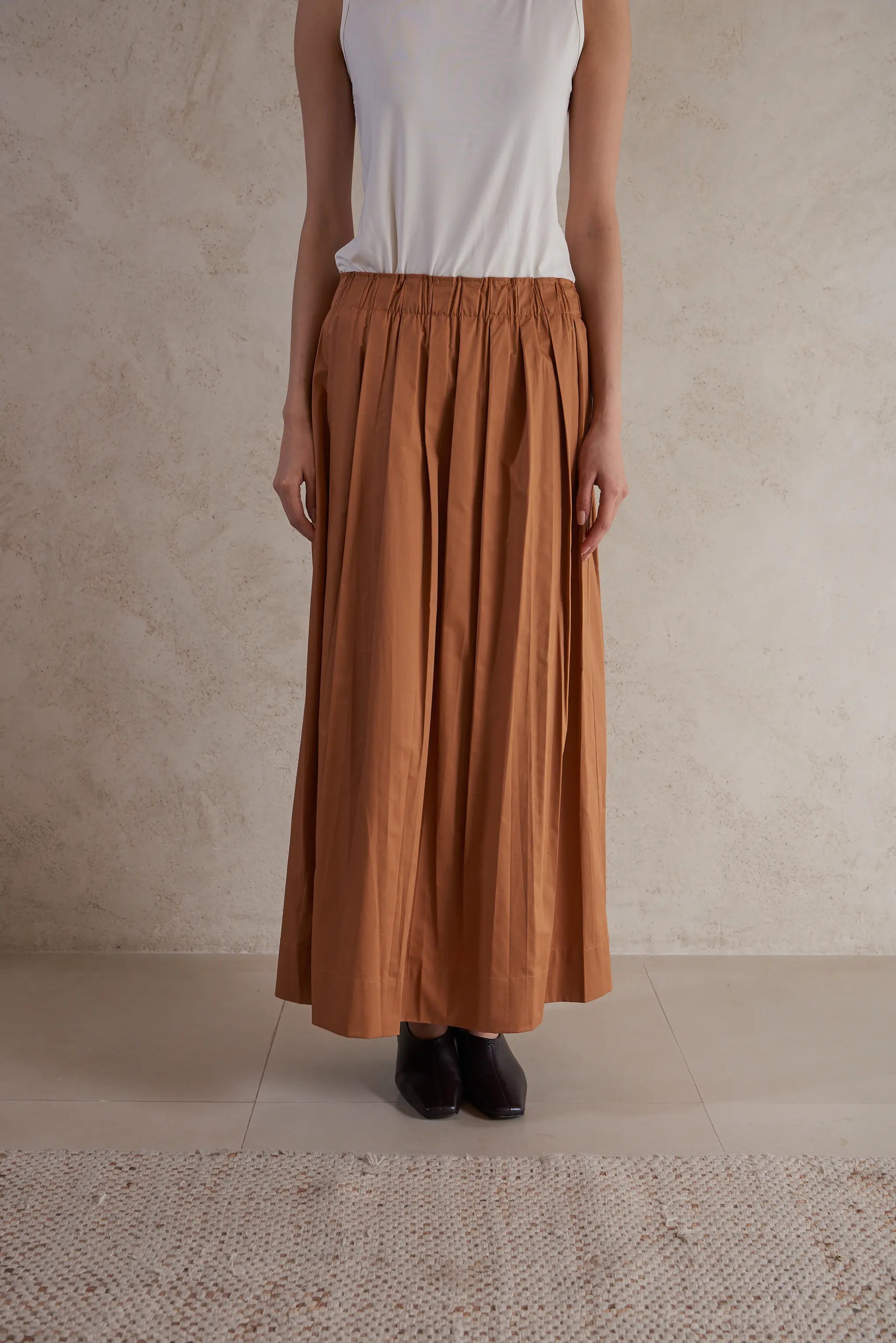 Poplin cotton plisse skirt