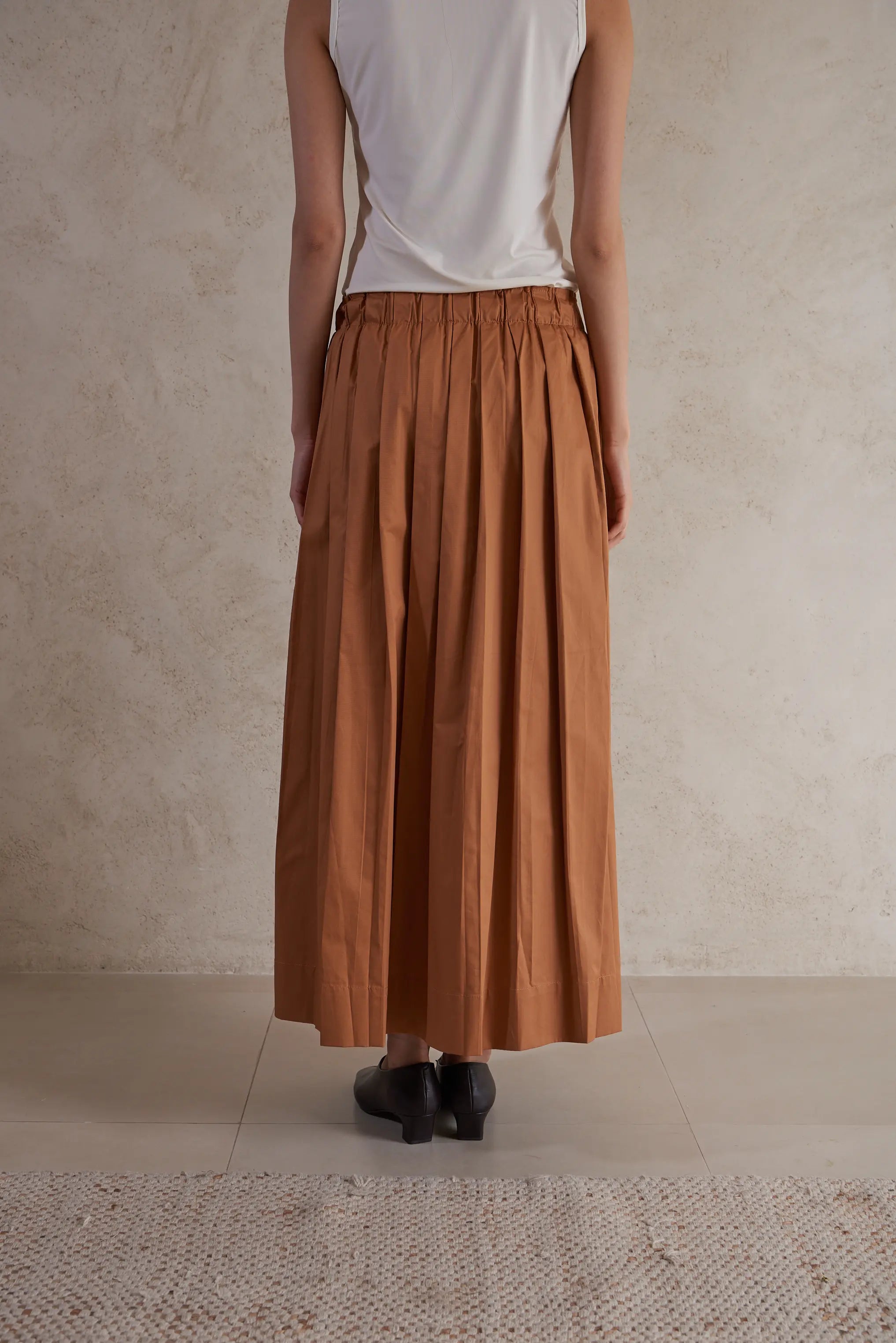Poplin cotton plisse skirt